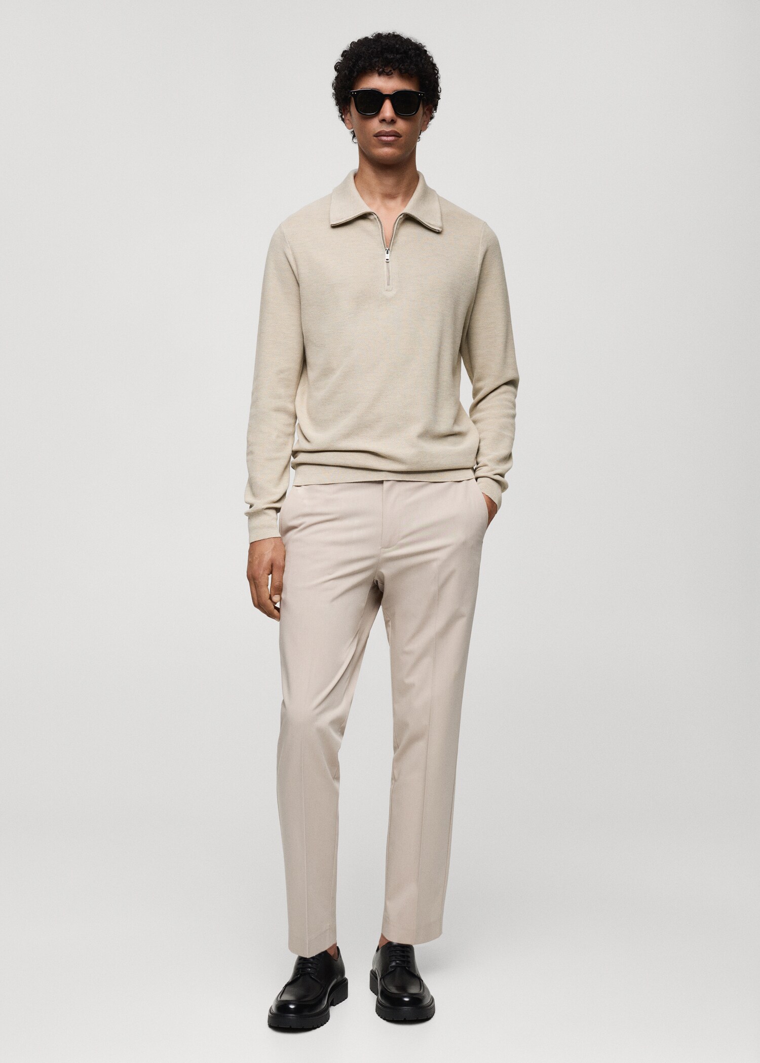 Jersey estructura cuello polo cremallera - Plano general