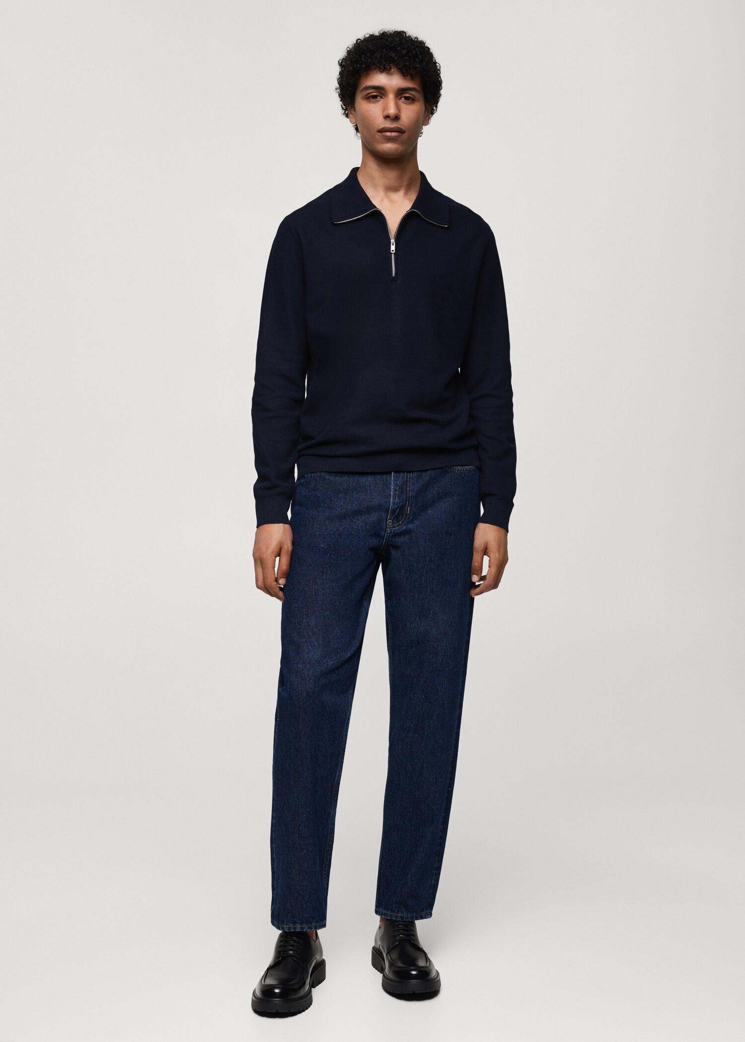 Pullover texture collo polo zip - Piano generale