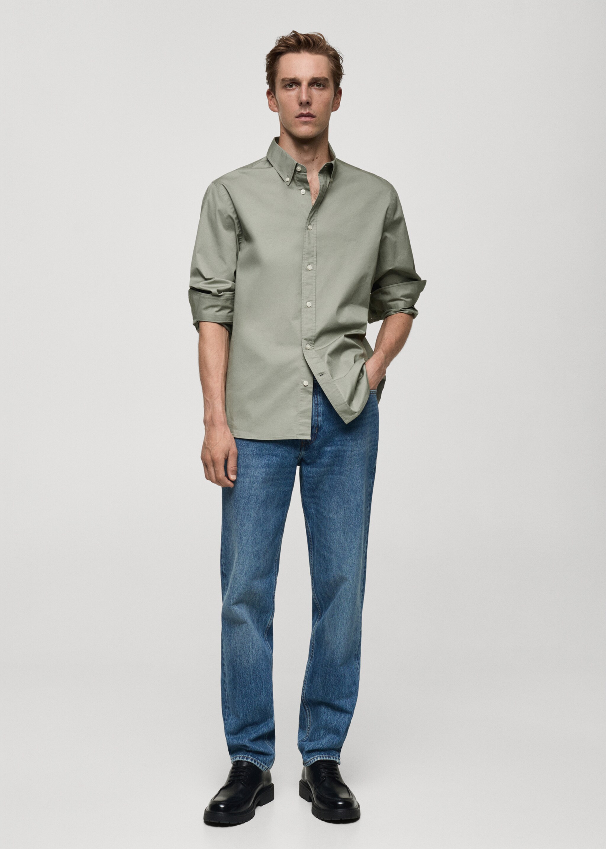 Regular fit cotton shirt - General plane, Khaki. Ref: 77024452-00.