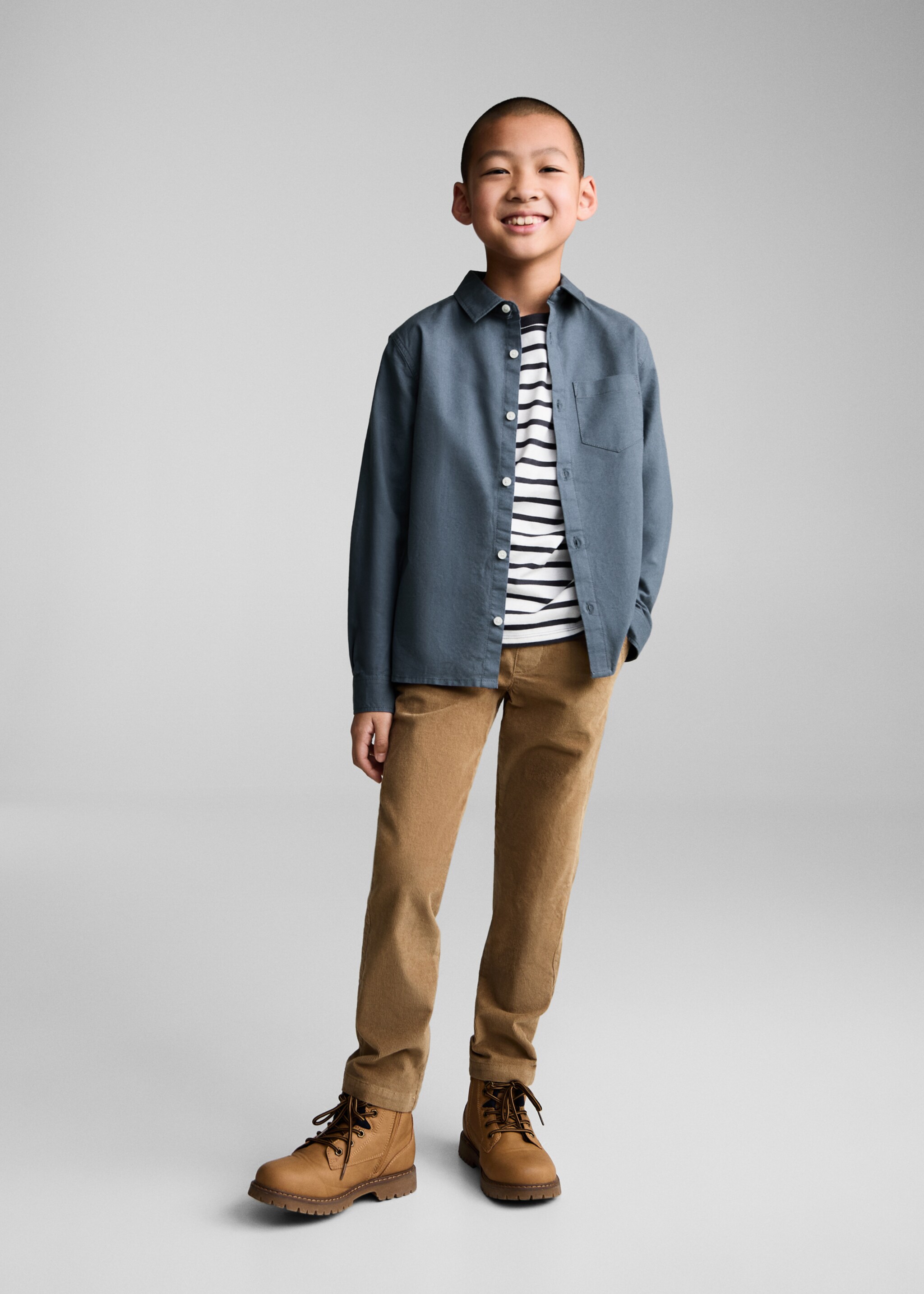 Chest-pocket cotton shirt - General plane, Blue. Ref: 77024782-00.