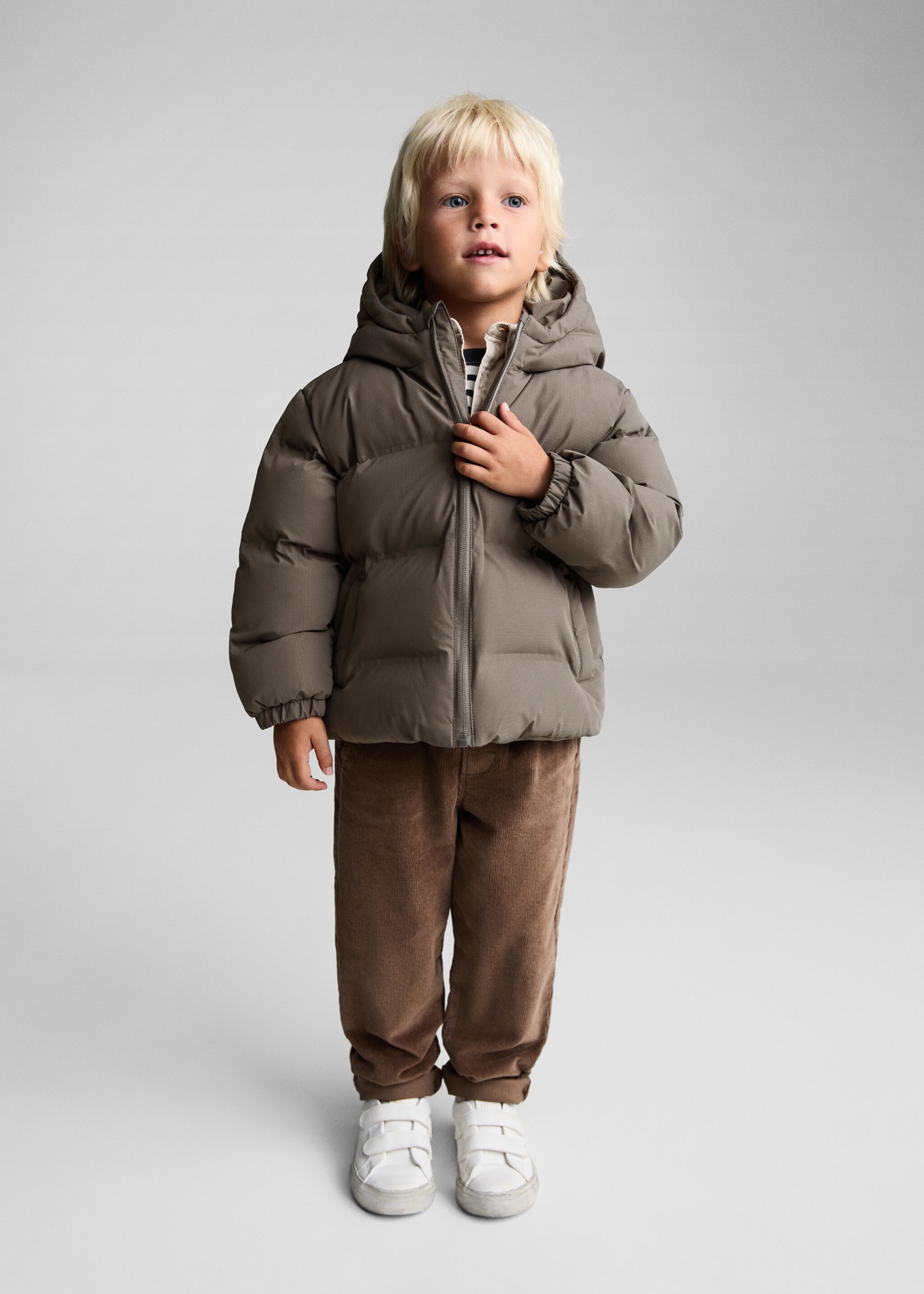 Hood quilted coat - General plane, Dark Green. Ref: 77025149-00.
