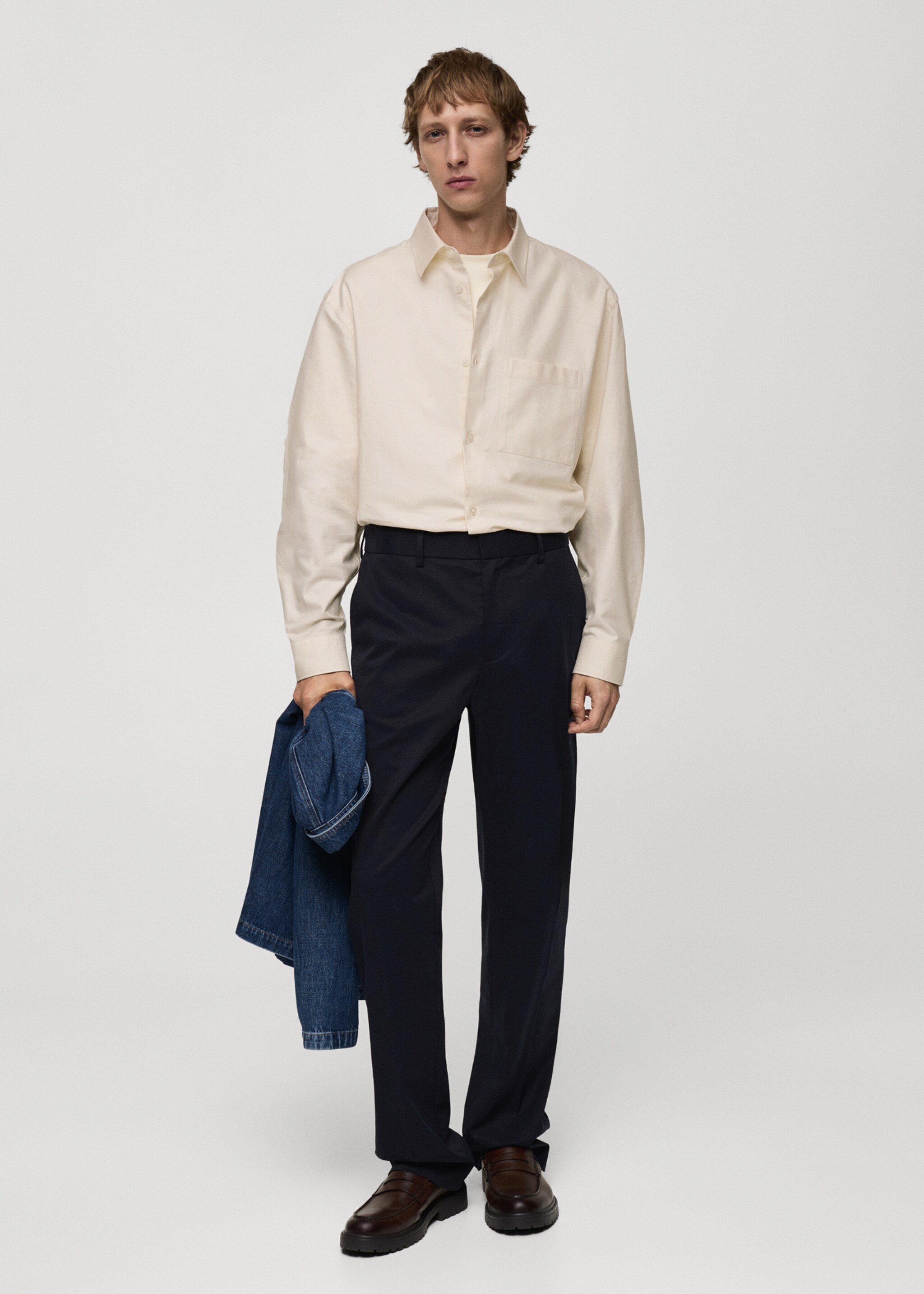 Relaxed-Fit-Oxford-Hemd aus Baumwolle - Allgemeine Ansicht, Vanille. Ref: 77025633-00.