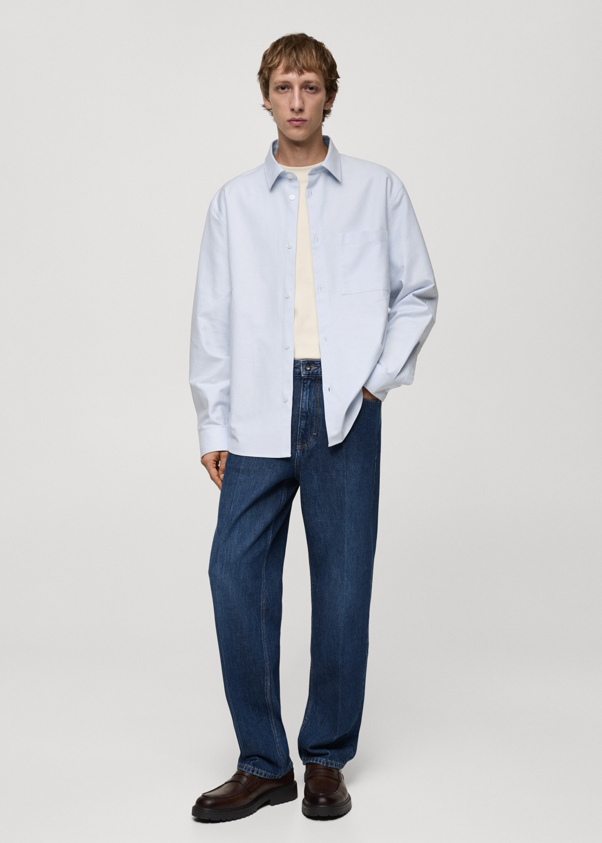 Relaxed-Fit-Oxford-Hemd aus Baumwolle - Allgemeine Ansicht, Himmelblau. Ref: 77025633-00.