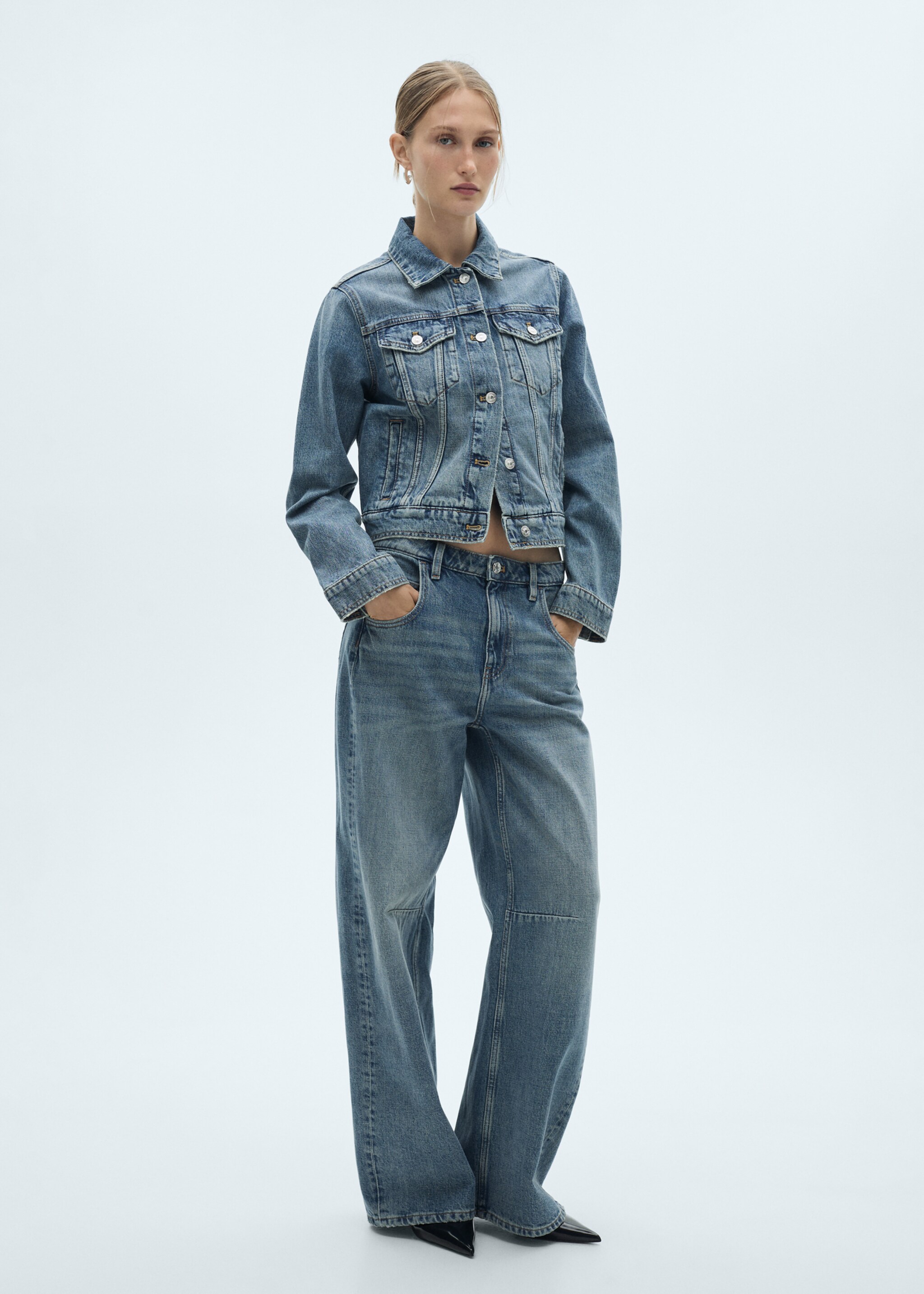 Wideleg mid-rise jeans - General plane, Medium Blue. Ref: 77025651-00.