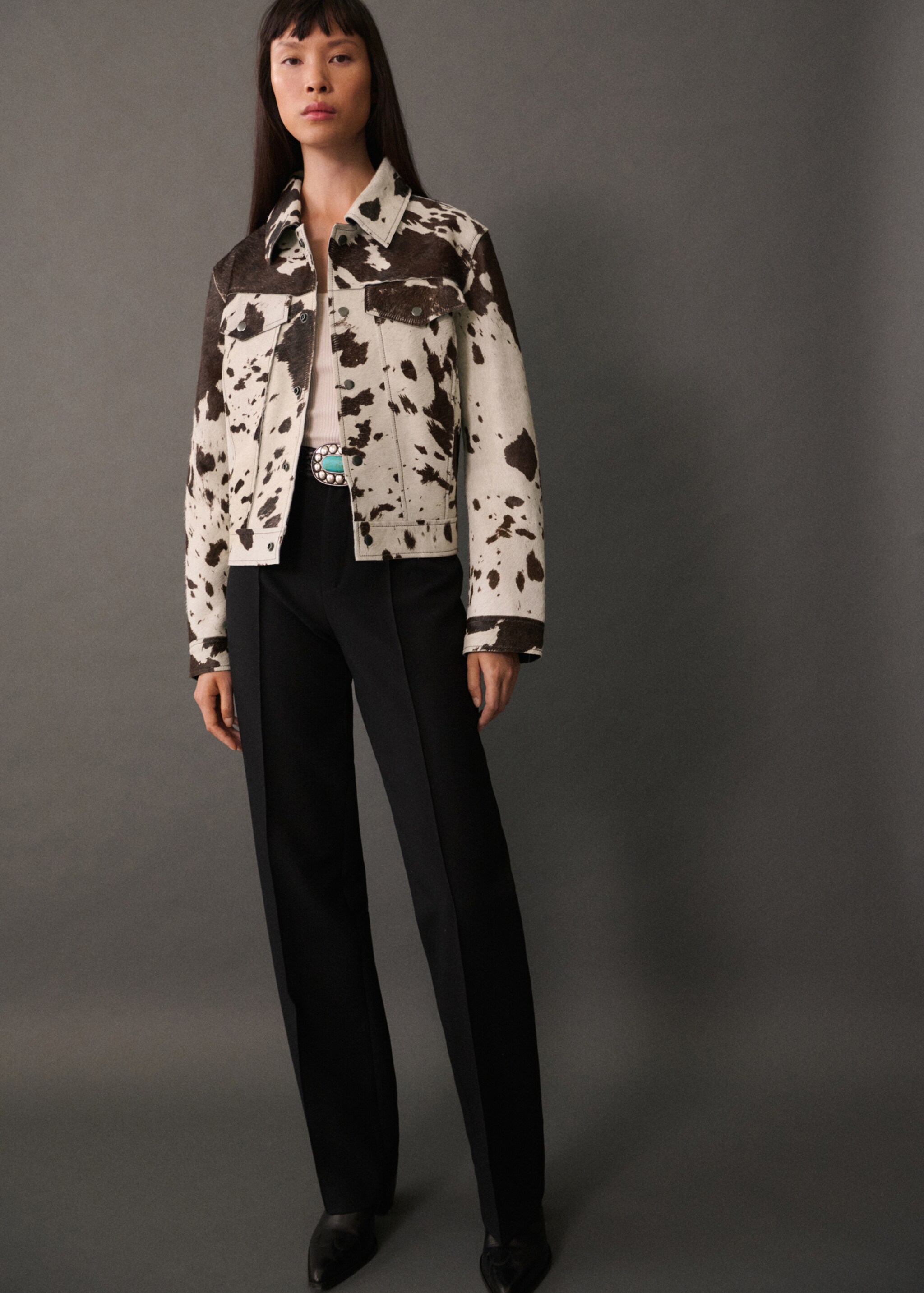 Veste 100 % cuir imitation fourrure - Plan général, Marron. Ref: 77025658-00.
