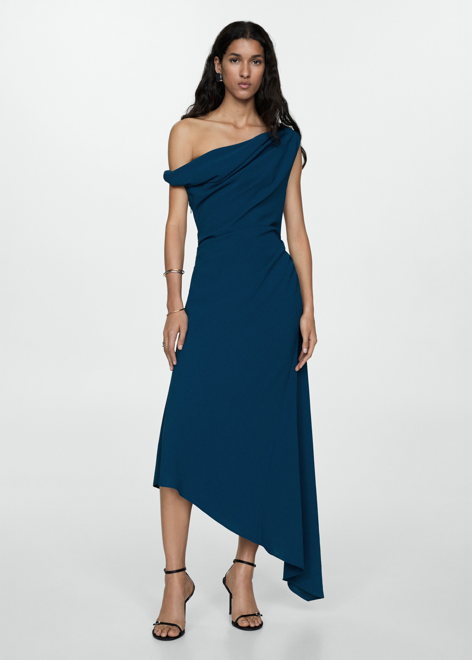 Asymmetrisches Kleid mit Raffdetails - Allgemeine Ansicht