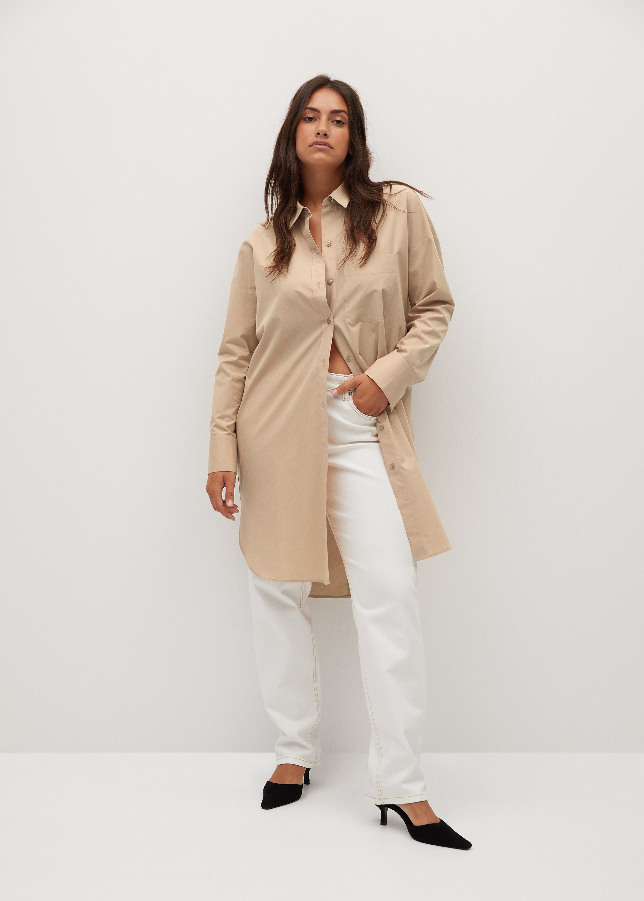Lange katoenen blouse - Overzichtstekening