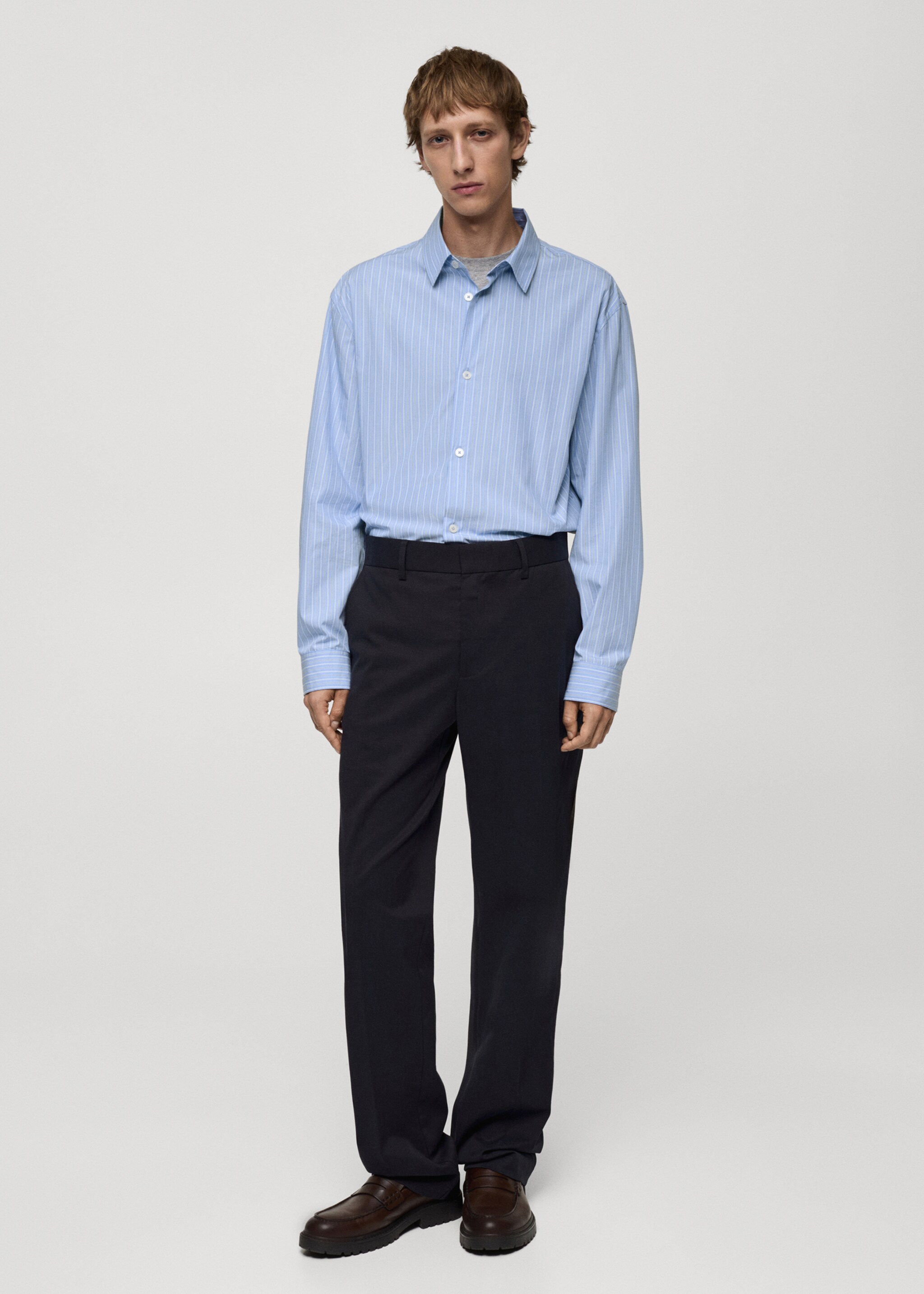 Regular Fit-Hose aus Baumwolle mit Tencel - Allgemeine Ansicht, Dunkles Marineblau. Ref: 77025967-00.
