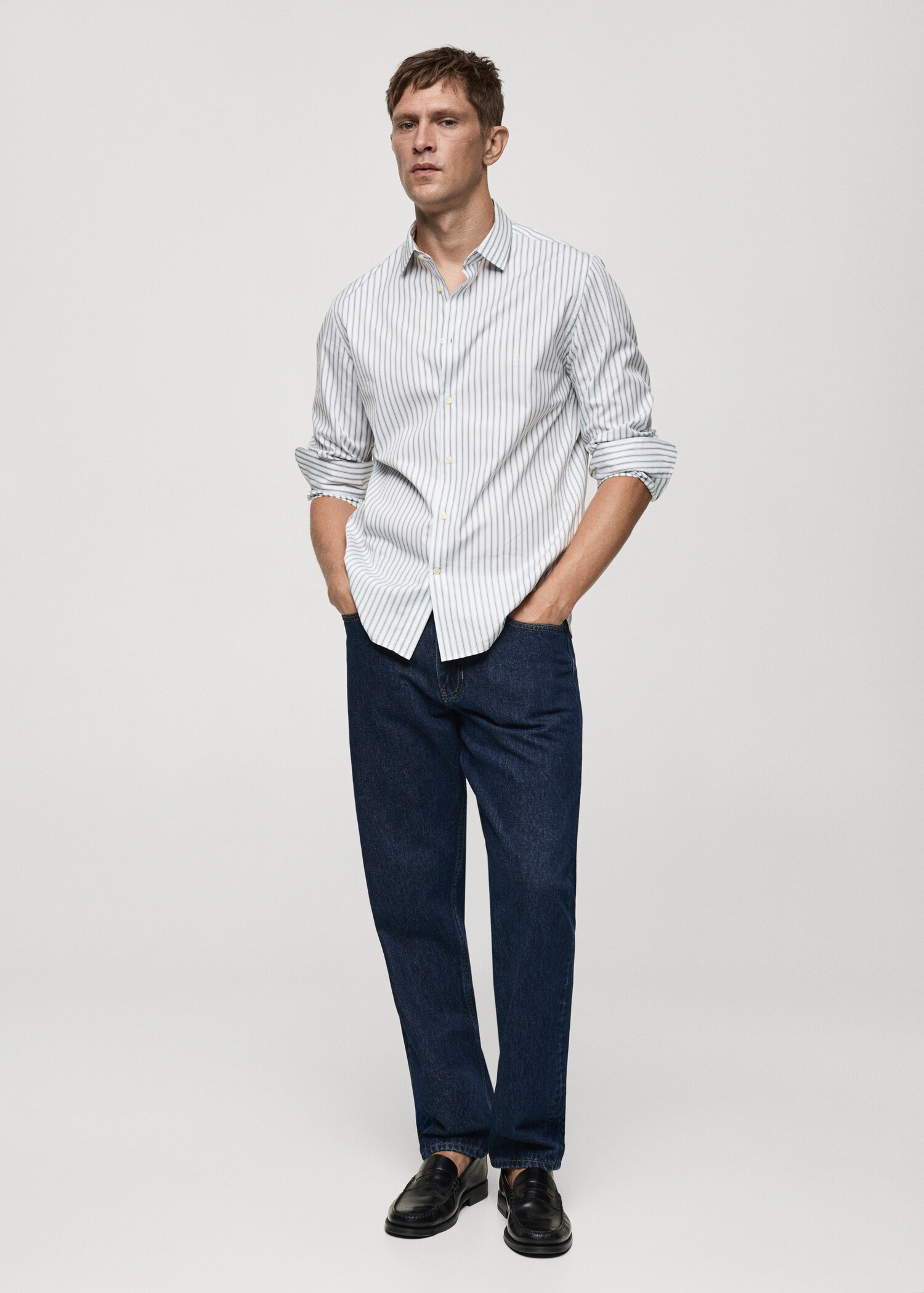 Camisa slim fit algodón rayas - Plano general