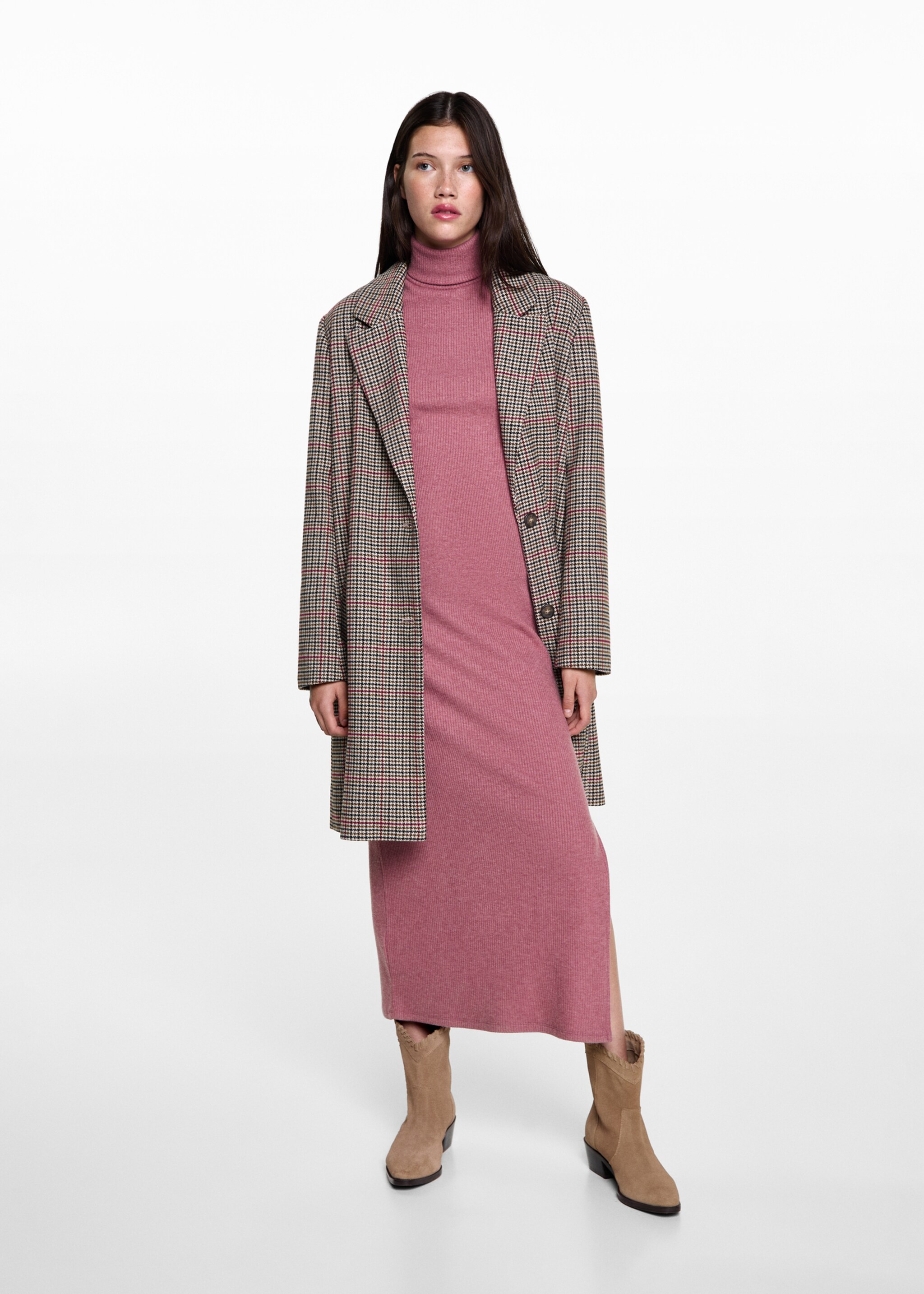 Turtle neck dress - General plane, Pastel Pink. Ref: 77025986-00.