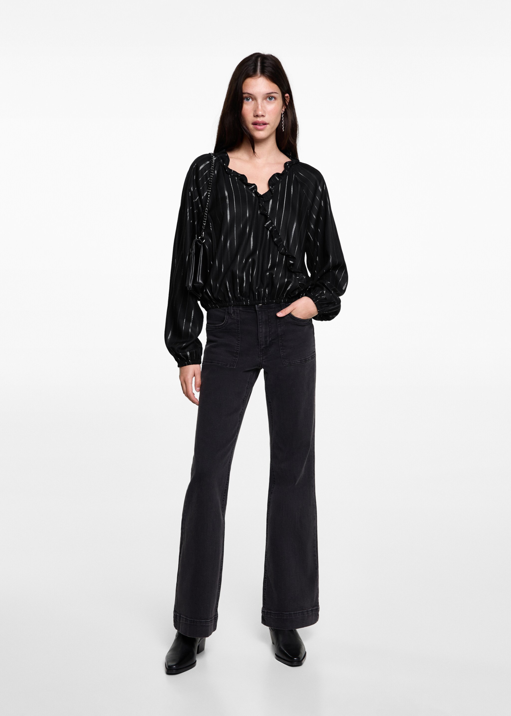 Blusa lúrex rayas - Plano general, Negro. Ref: 77026002-00.