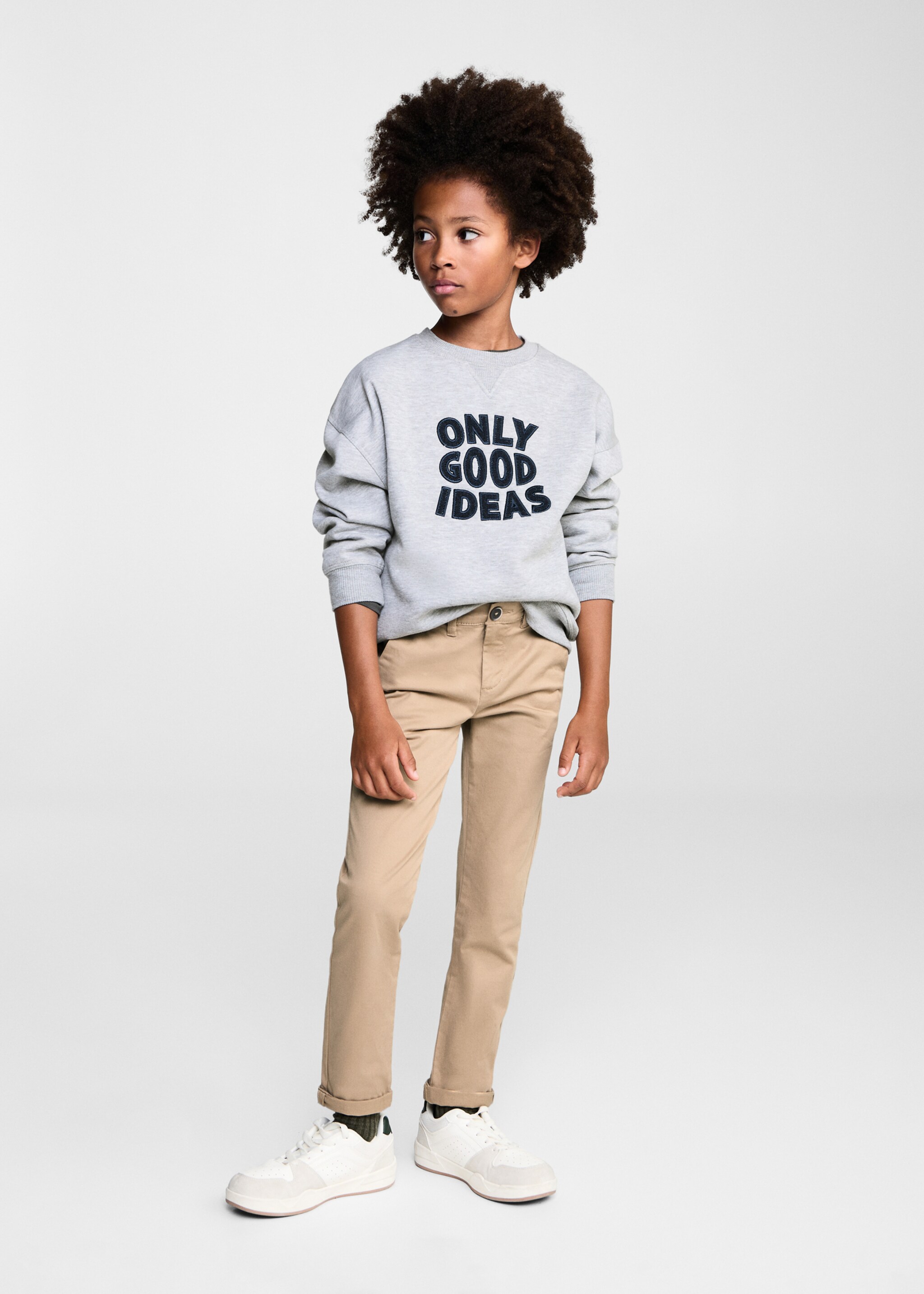 Embroidered detail cotton sweatshirt - General plane, Medium Heather Grey. Ref: 77026731-00.