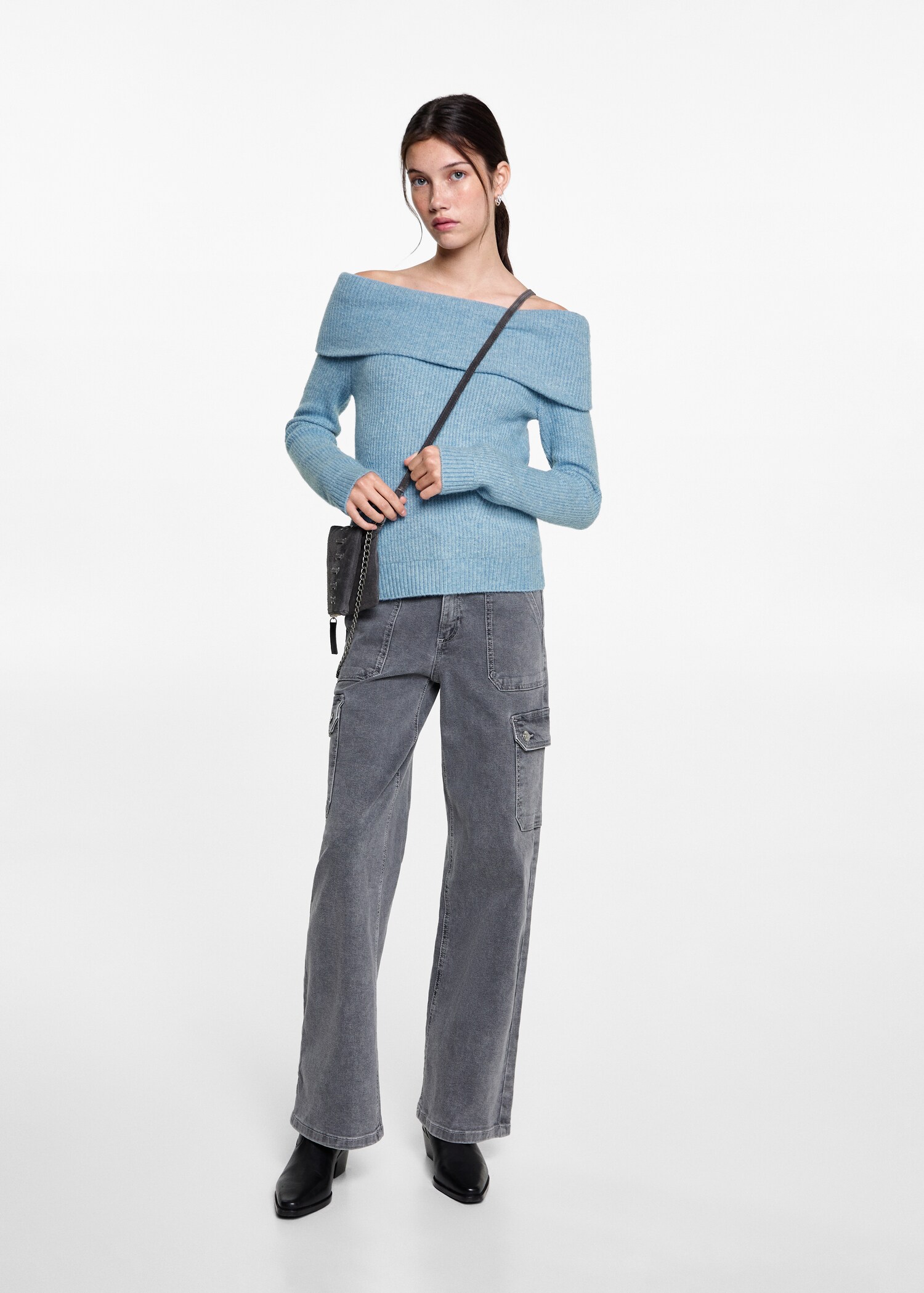 Schulterfreier Strickpullover - Allgemeine Ansicht