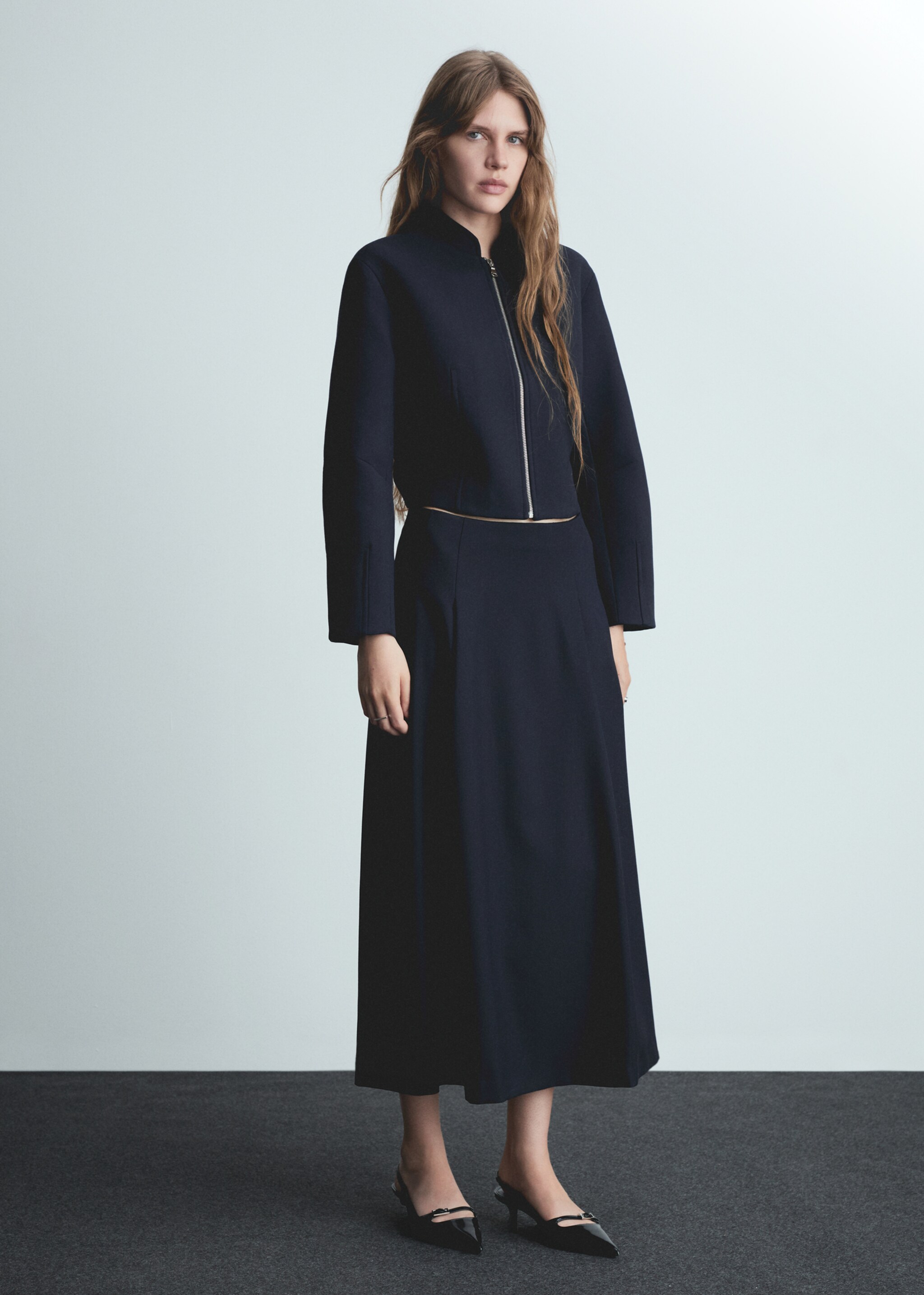 Bomber na zip - Celkový náhled, Námořnická modrá. Ref: 77026762-00.