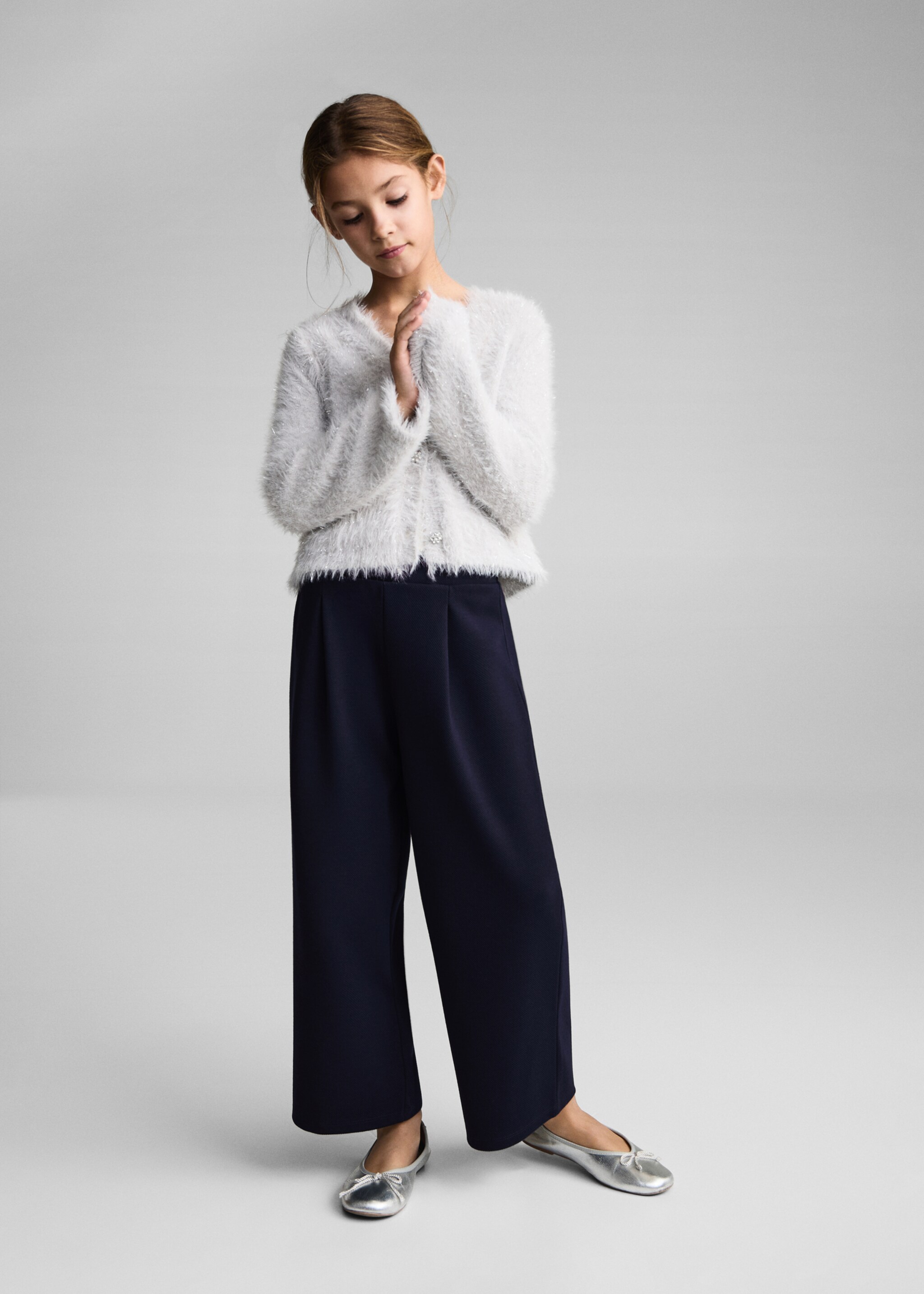 Pleated culottes trousers - General plane, Dark Navy. Ref: 77027129-00.