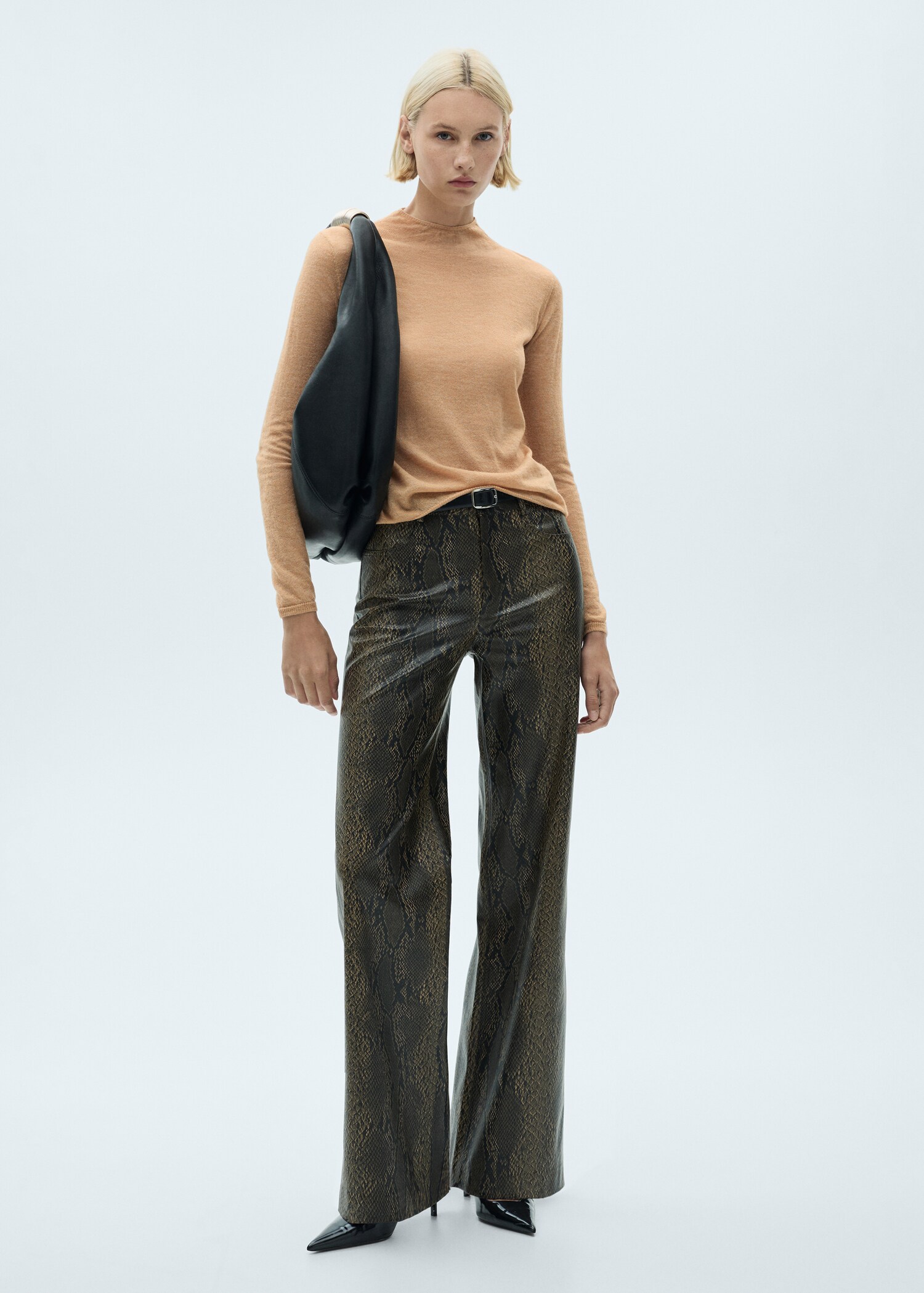 Fine-knit sweater with perkins neck - General plane