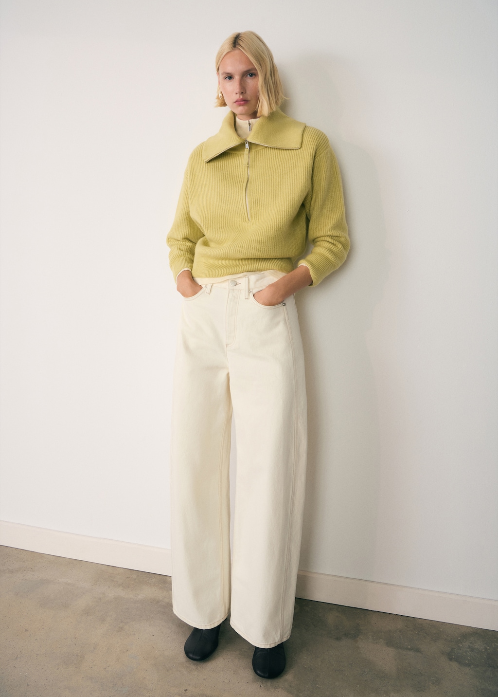 Zip neck jumper - Women | MANGO OUTLET USA