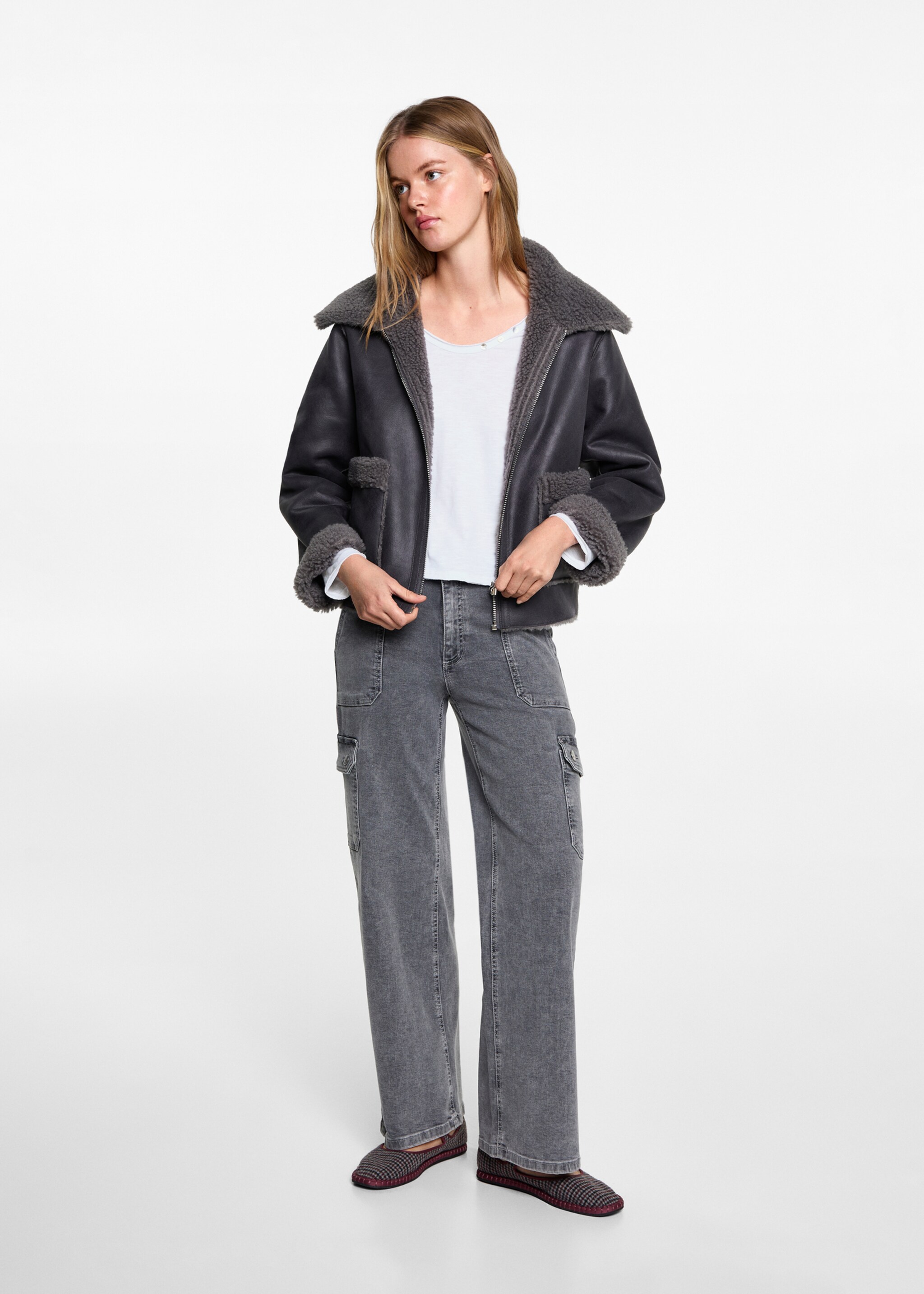 Camiseta manga larga botones - Plano general, Blanco roto. Ref: 77027696-00.