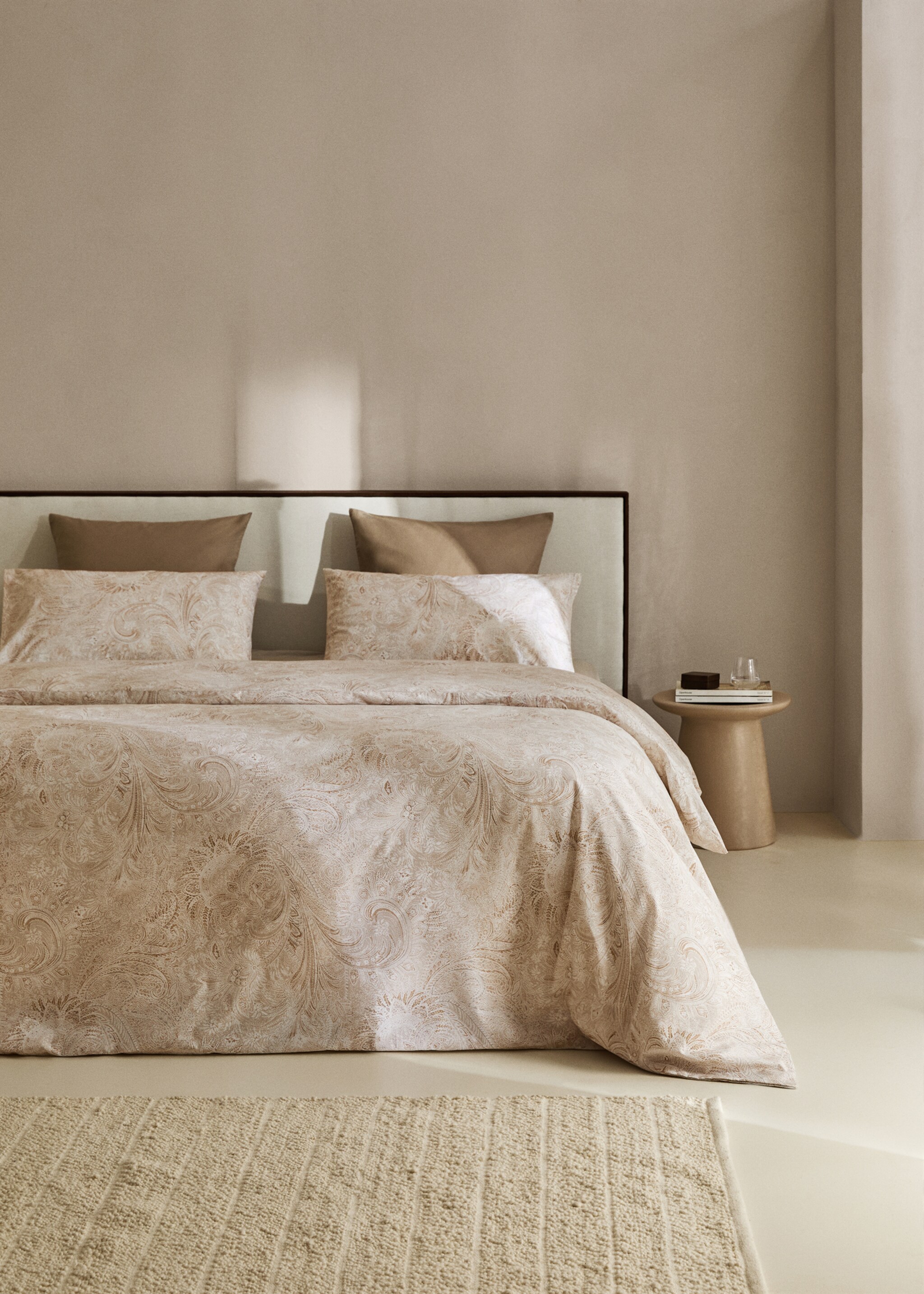 Percale cotton Paisley-print duvet cover for 90cm bed - General plane, Beige. Ref: 77027705-00.