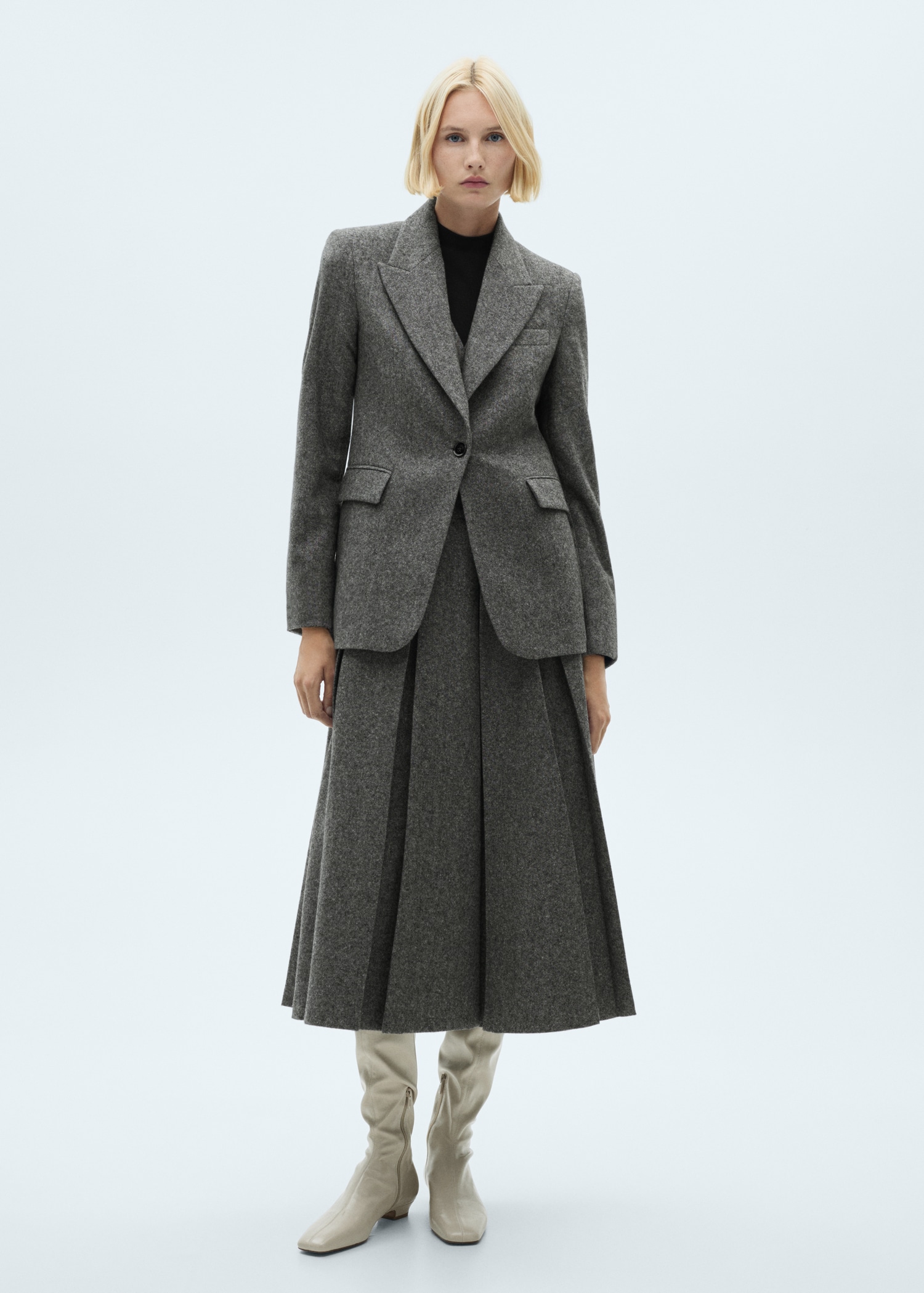 Marbled wool pleated skirt - General plane