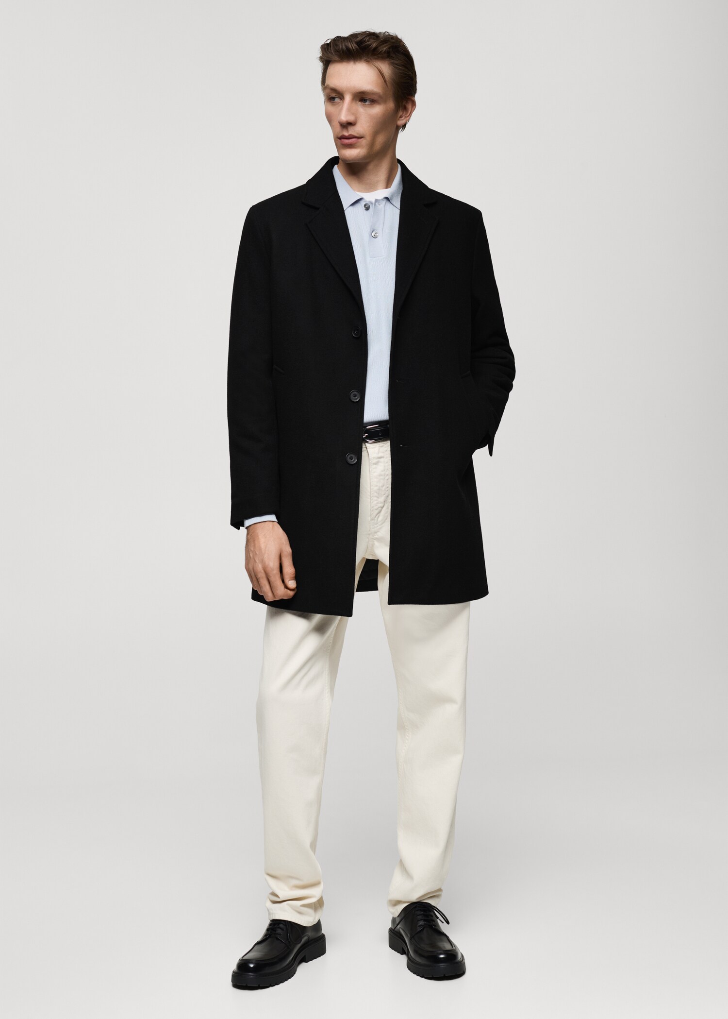 Regular fit quilted wool coat - General plane