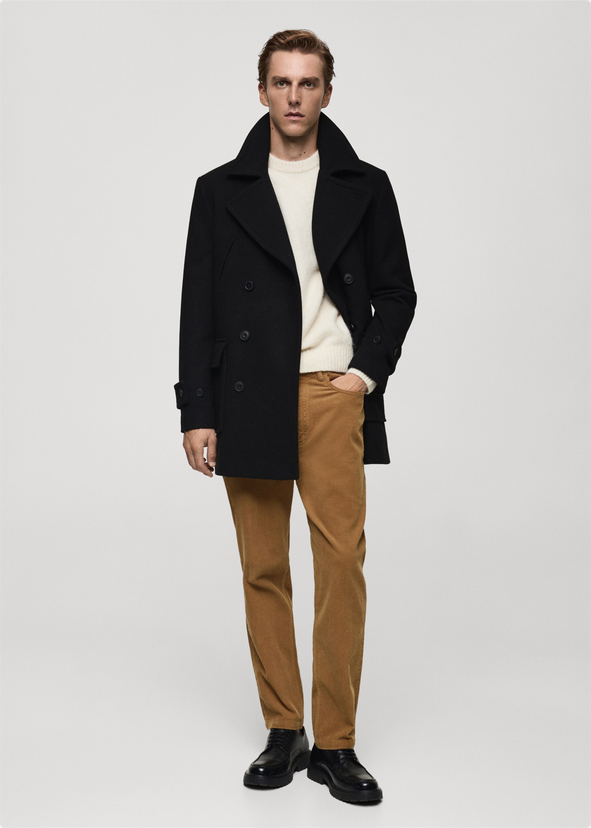 Manšestrové kalhoty regular fit - Celkový náhled, Středně hnědá. Ref: 77027919-00.