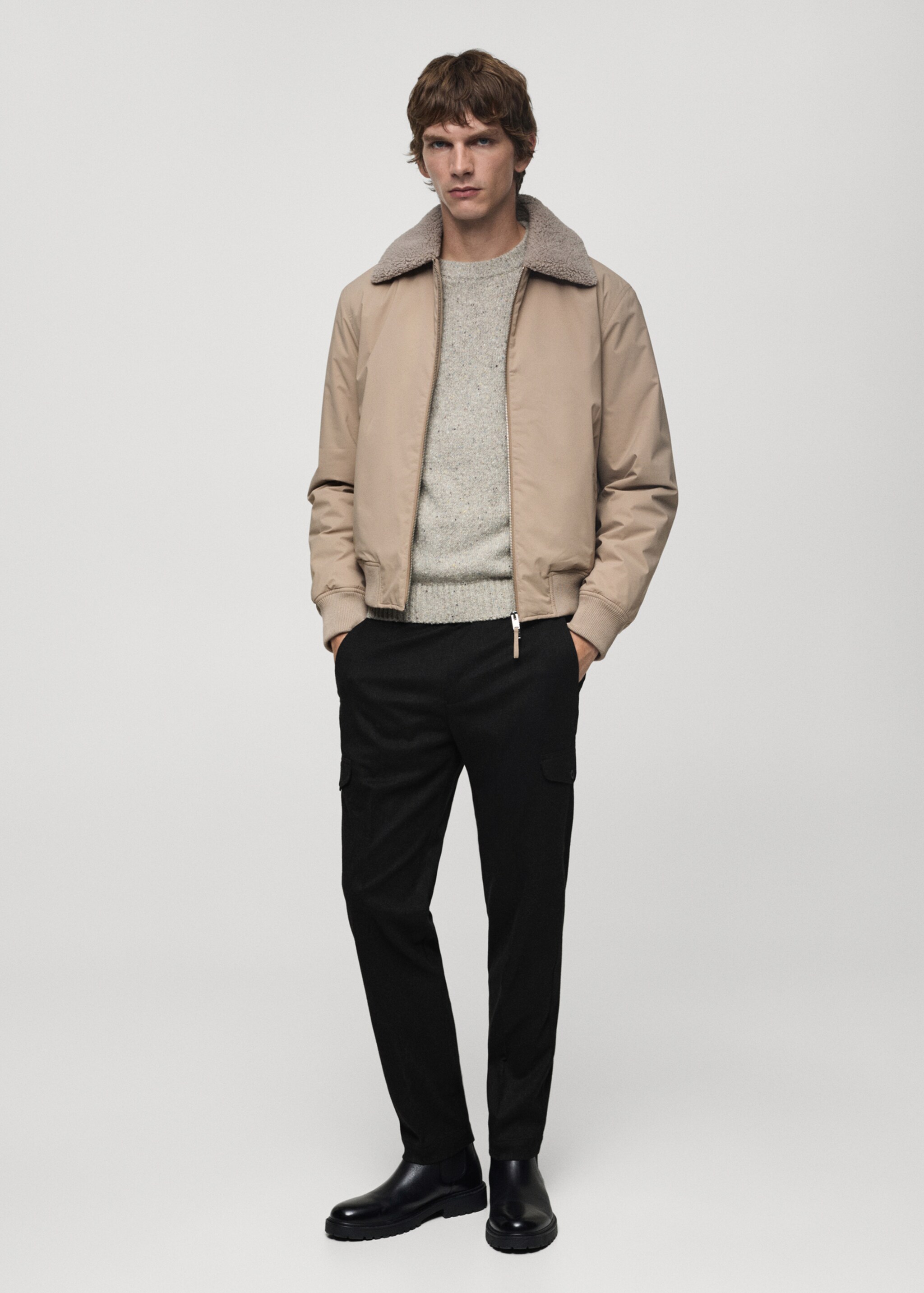 Pantalons cargo franel·la - Pla general, Gris fosc vigoré. Ref: 77027920-00.