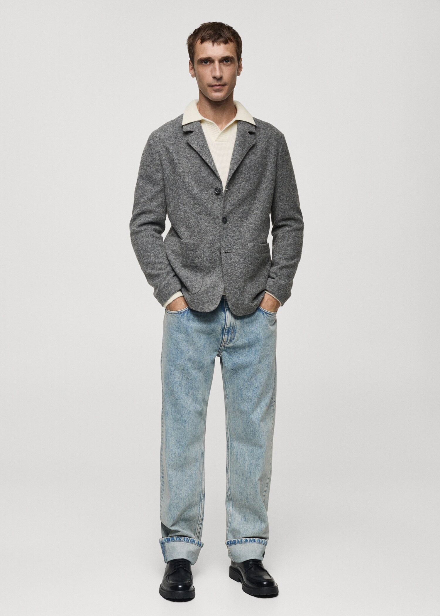 Slim fit flecked wool blazer - General plane