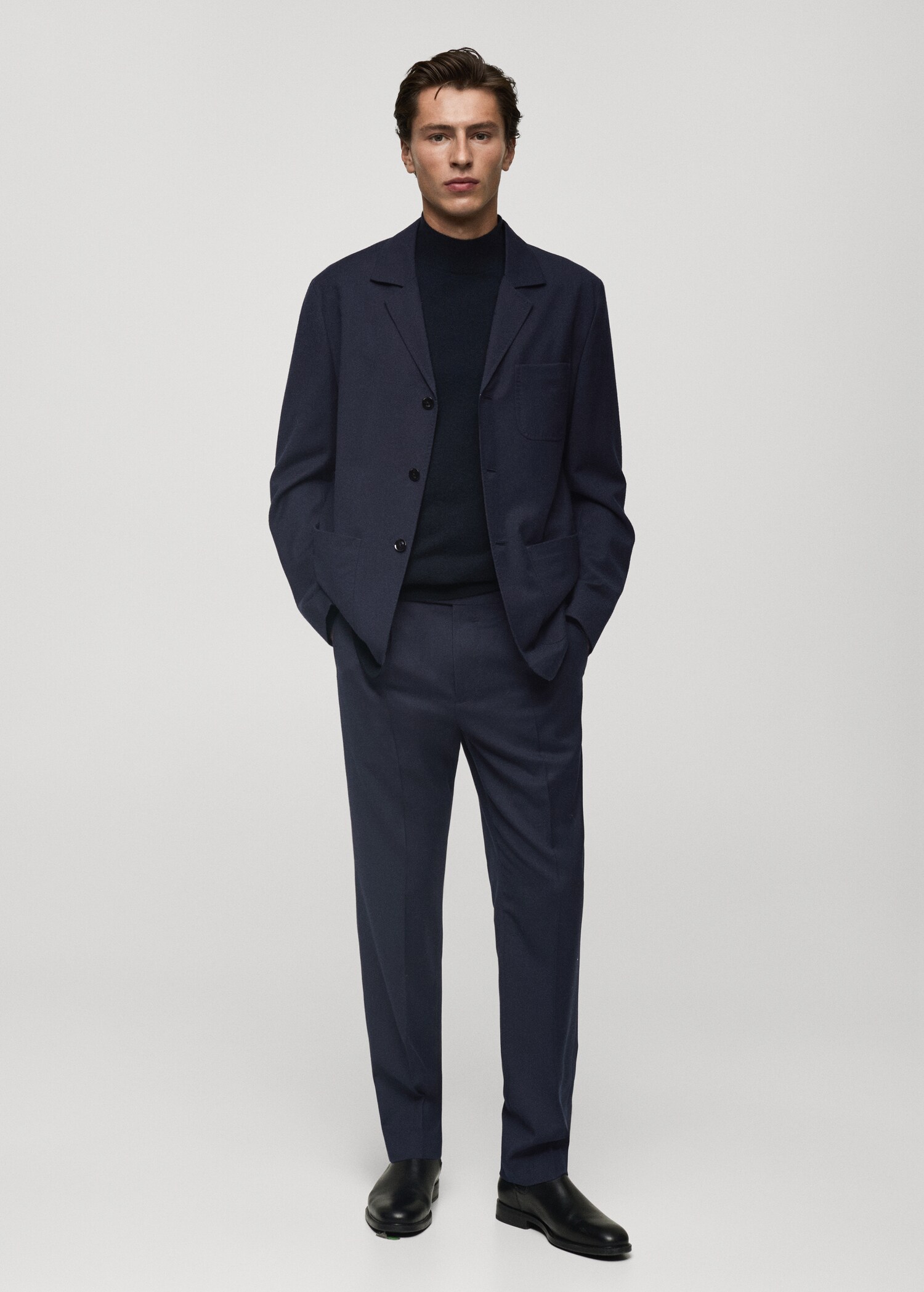100% virgin wool flannel suit jacket - General plane