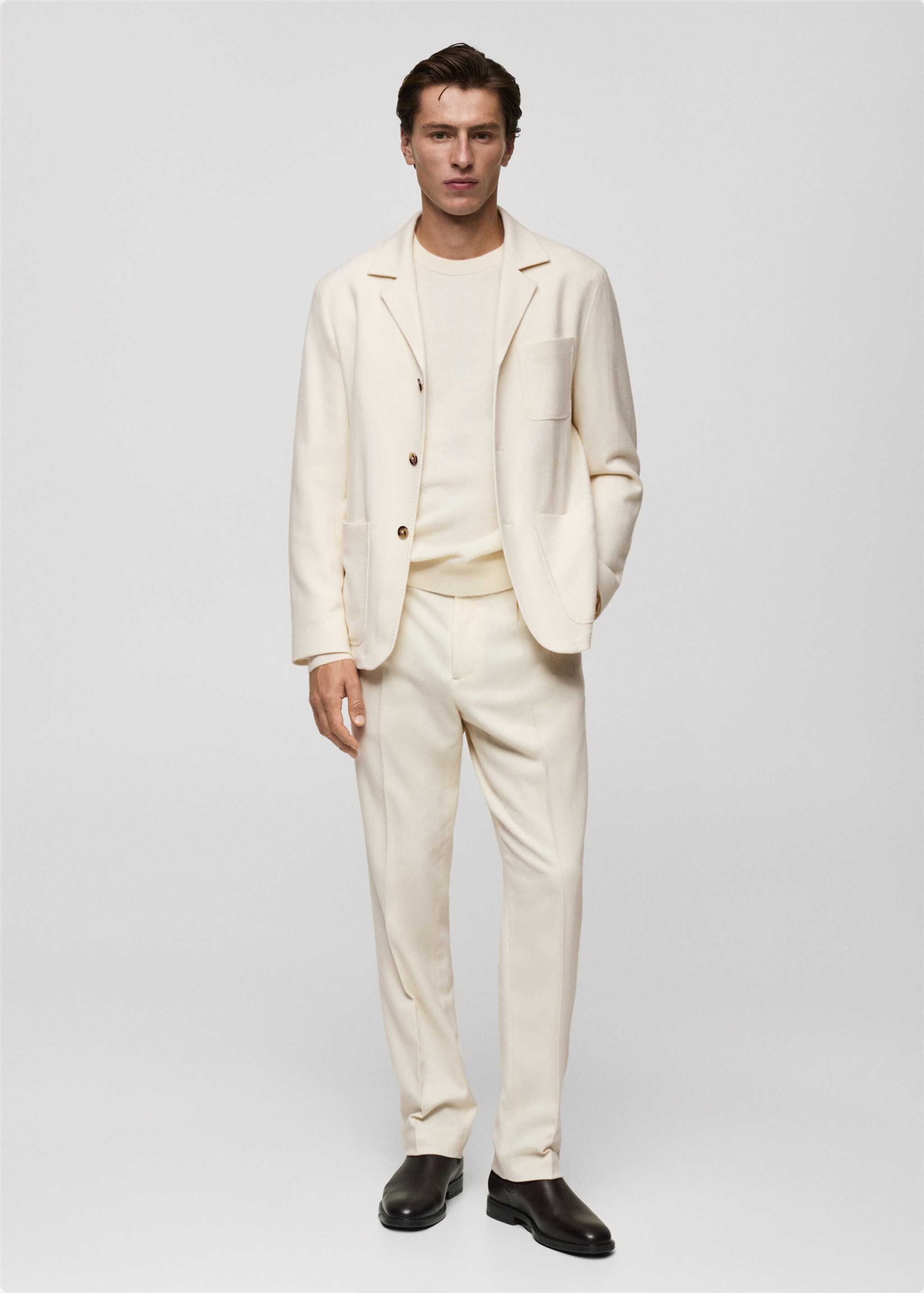 Italian virgin wool flannel suit jacket - General plane, White. Ref: 77027923-00.