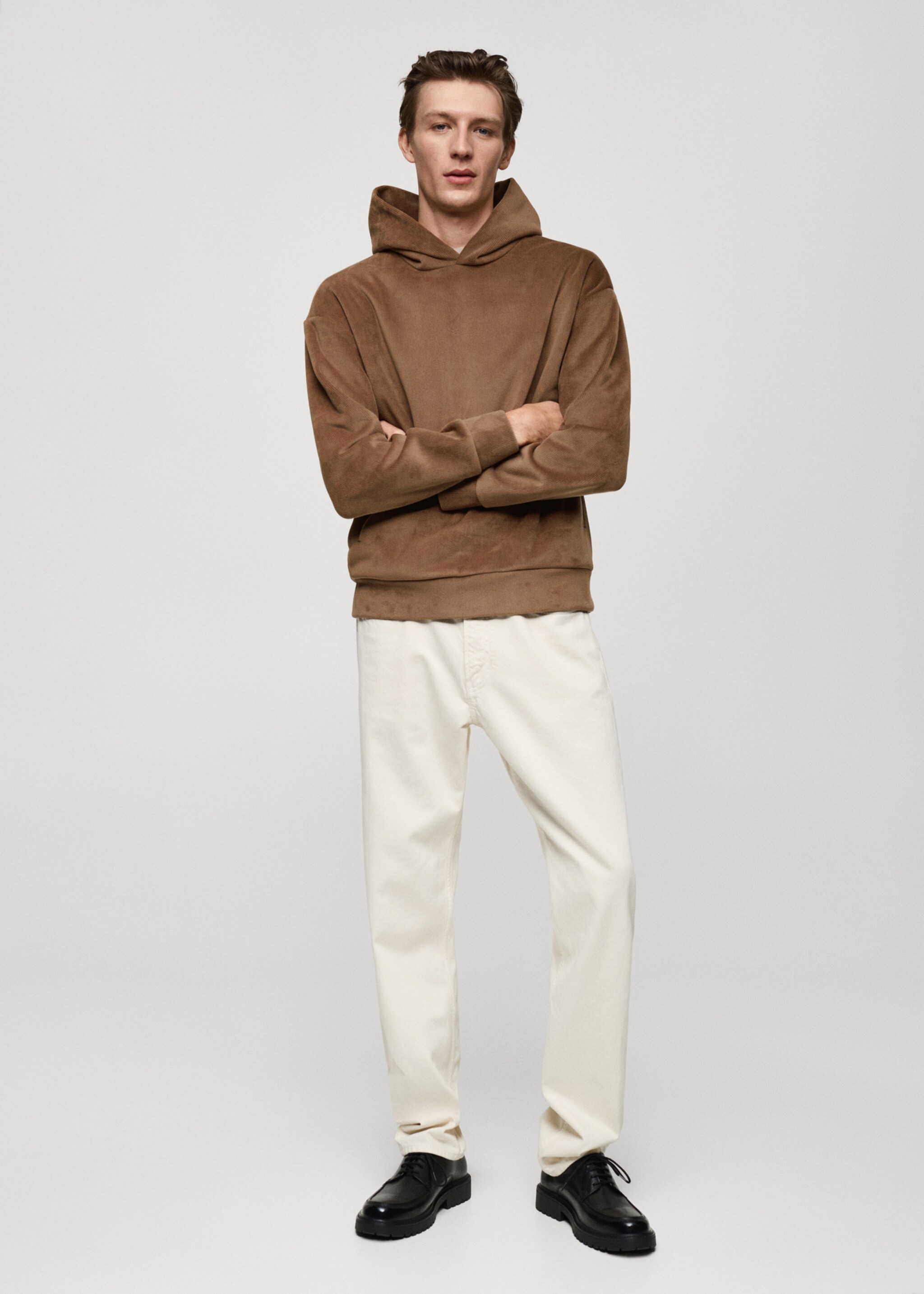 Sweatshirt mit Cord-Kapuze - Allgemeine Ansicht, Tobacco-Braun. Ref: 77027929-00.