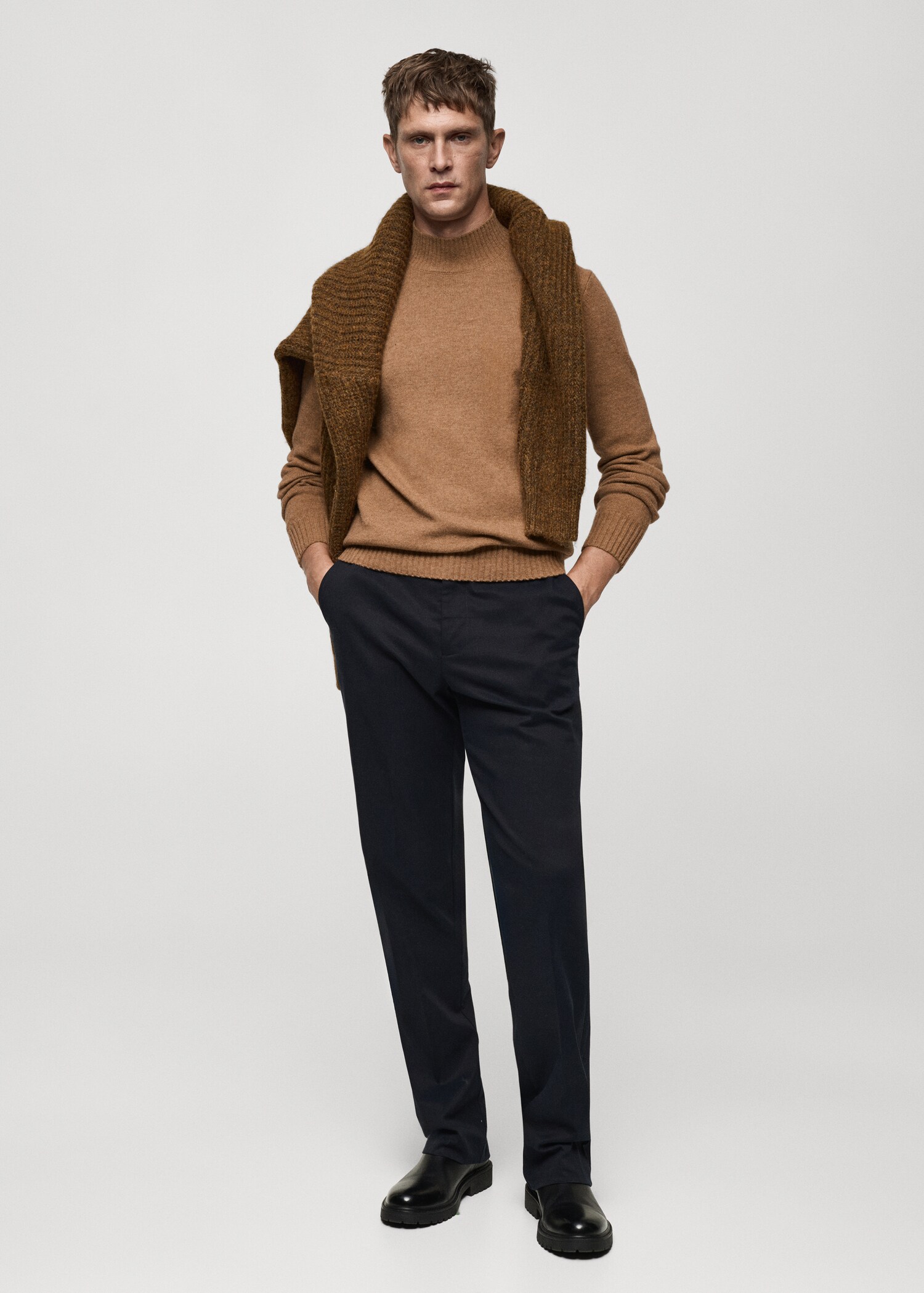 Wool sweater with perkins neck - General plane