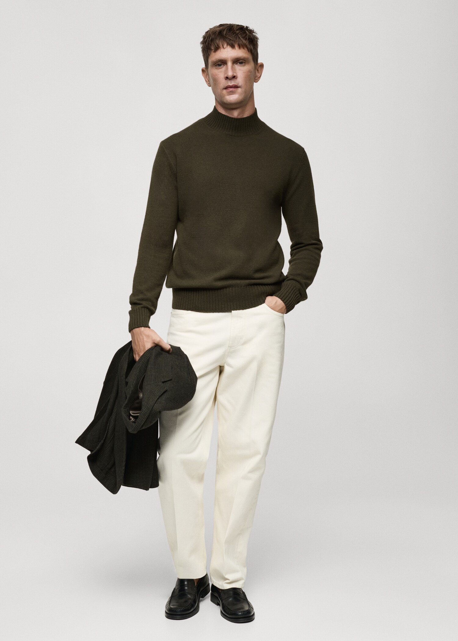 Wool sweater with perkins neck - General plane