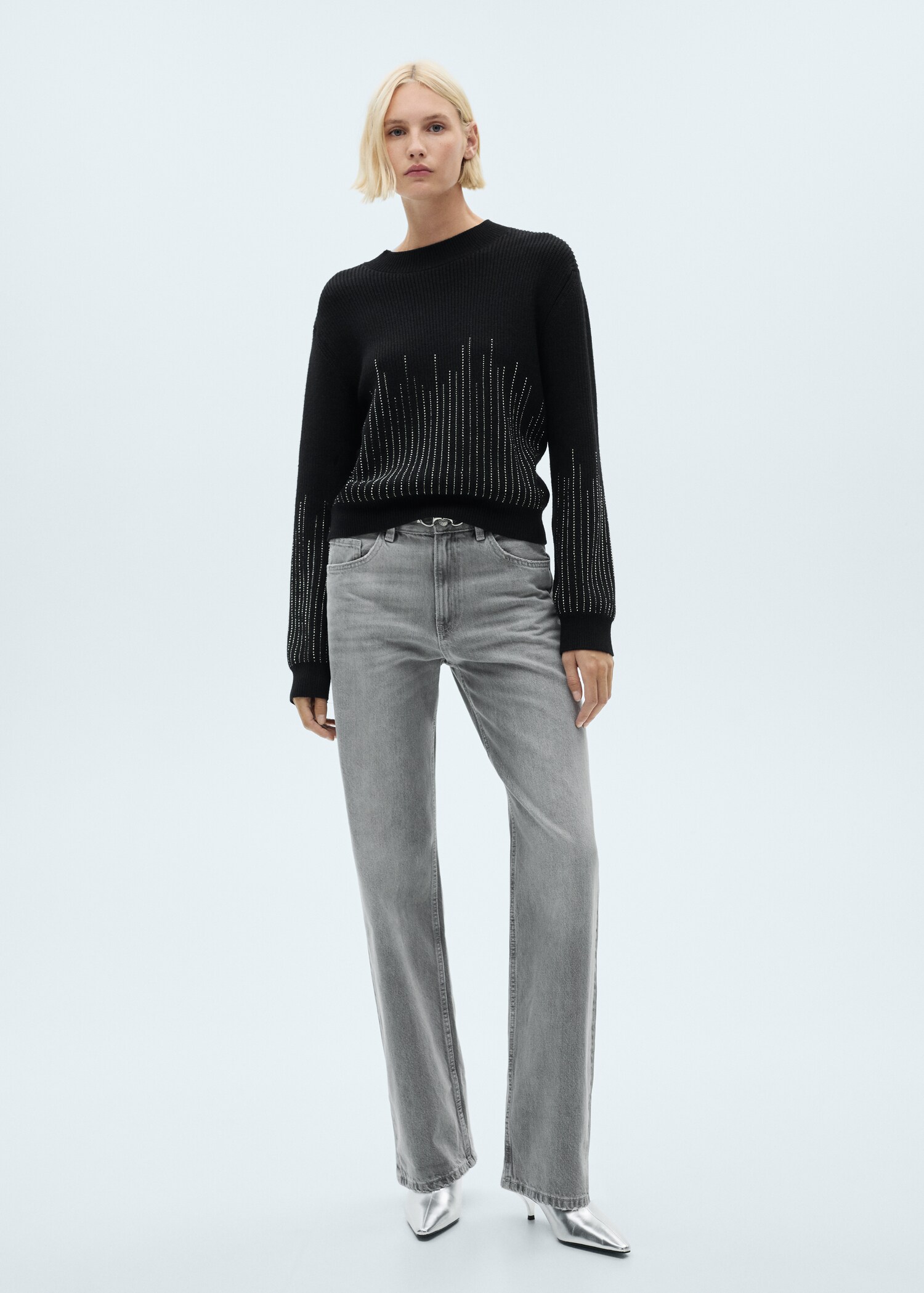 Sweater with rhinestpme details - General plane