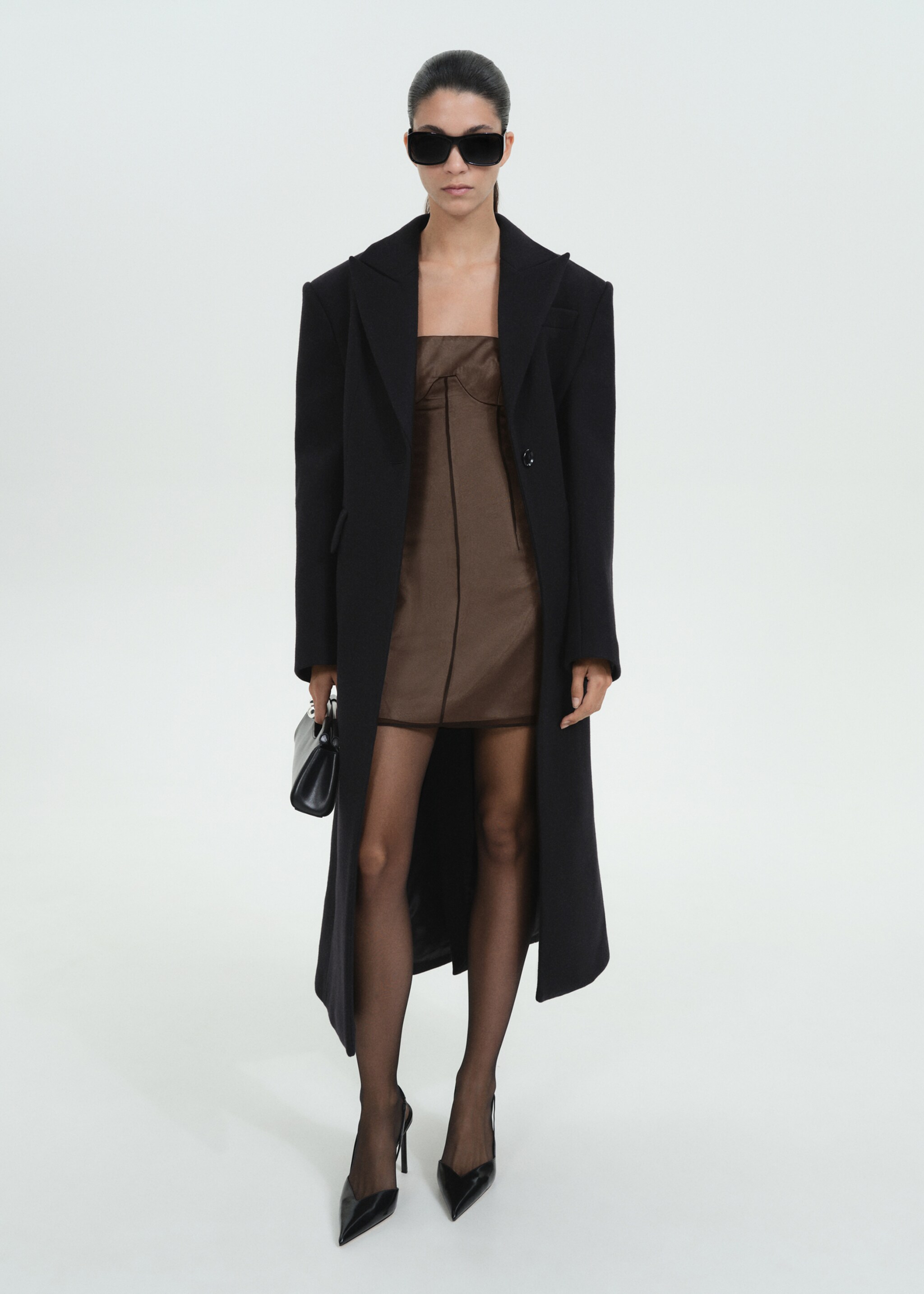Short dress with corset neckline - General plane, Black. Ref: 77029062-00.