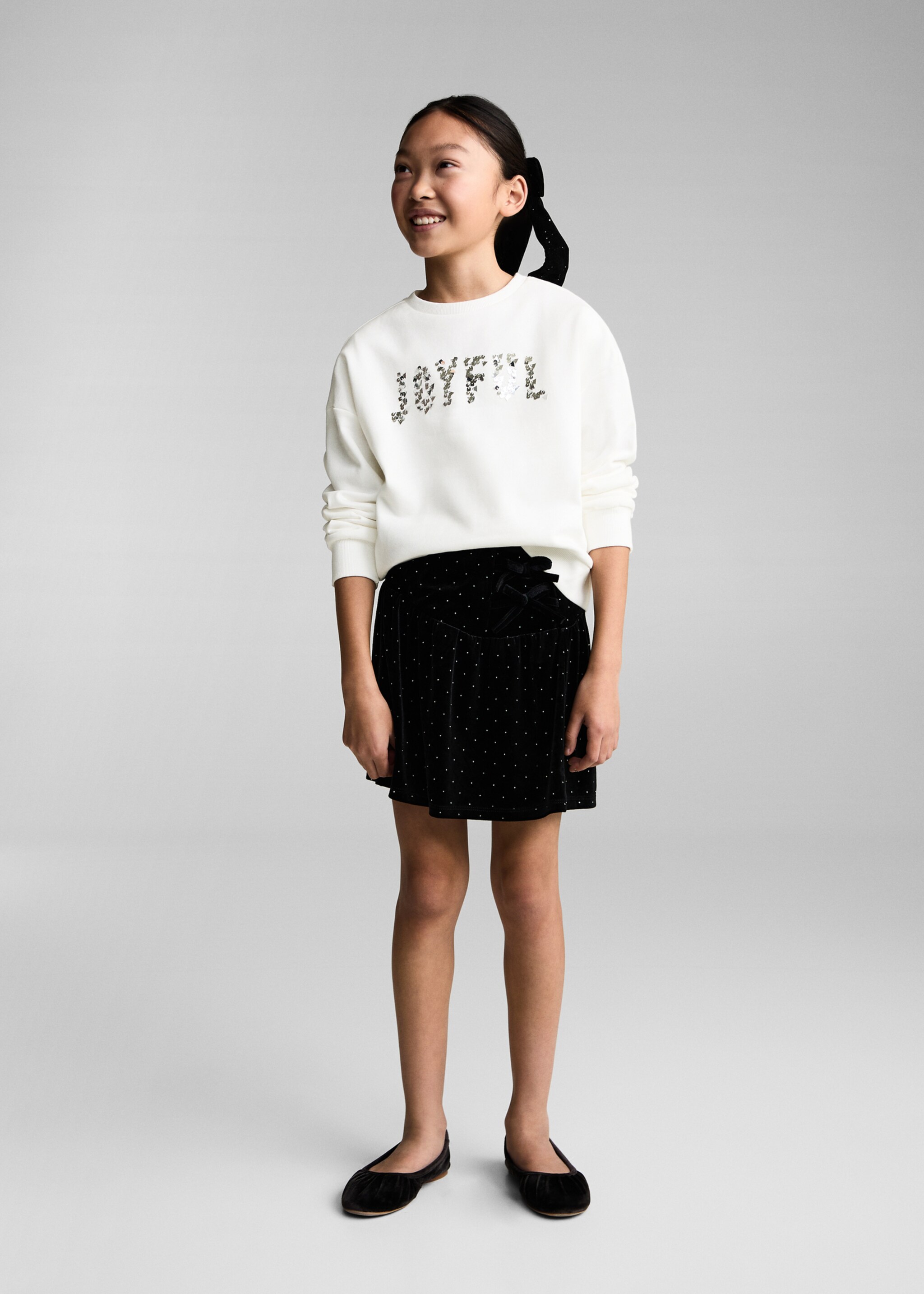 Pailletten-Sweatshirt - Allgemeine Ansicht, Cremeweiß. Ref: 77029234-00.