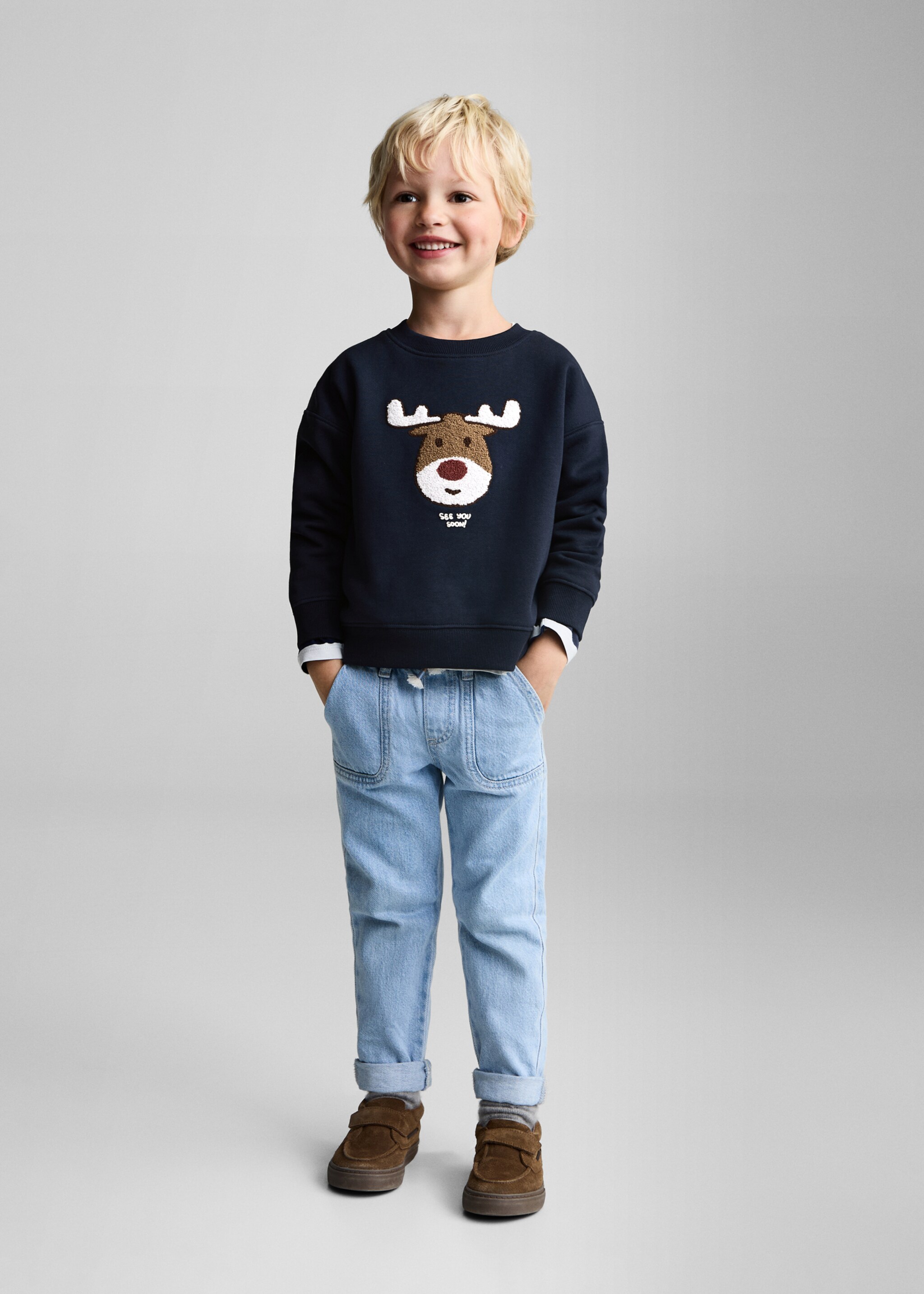 Christmas-print sweatshirt - General plane, Dark Navy. Ref: 77029408-00.