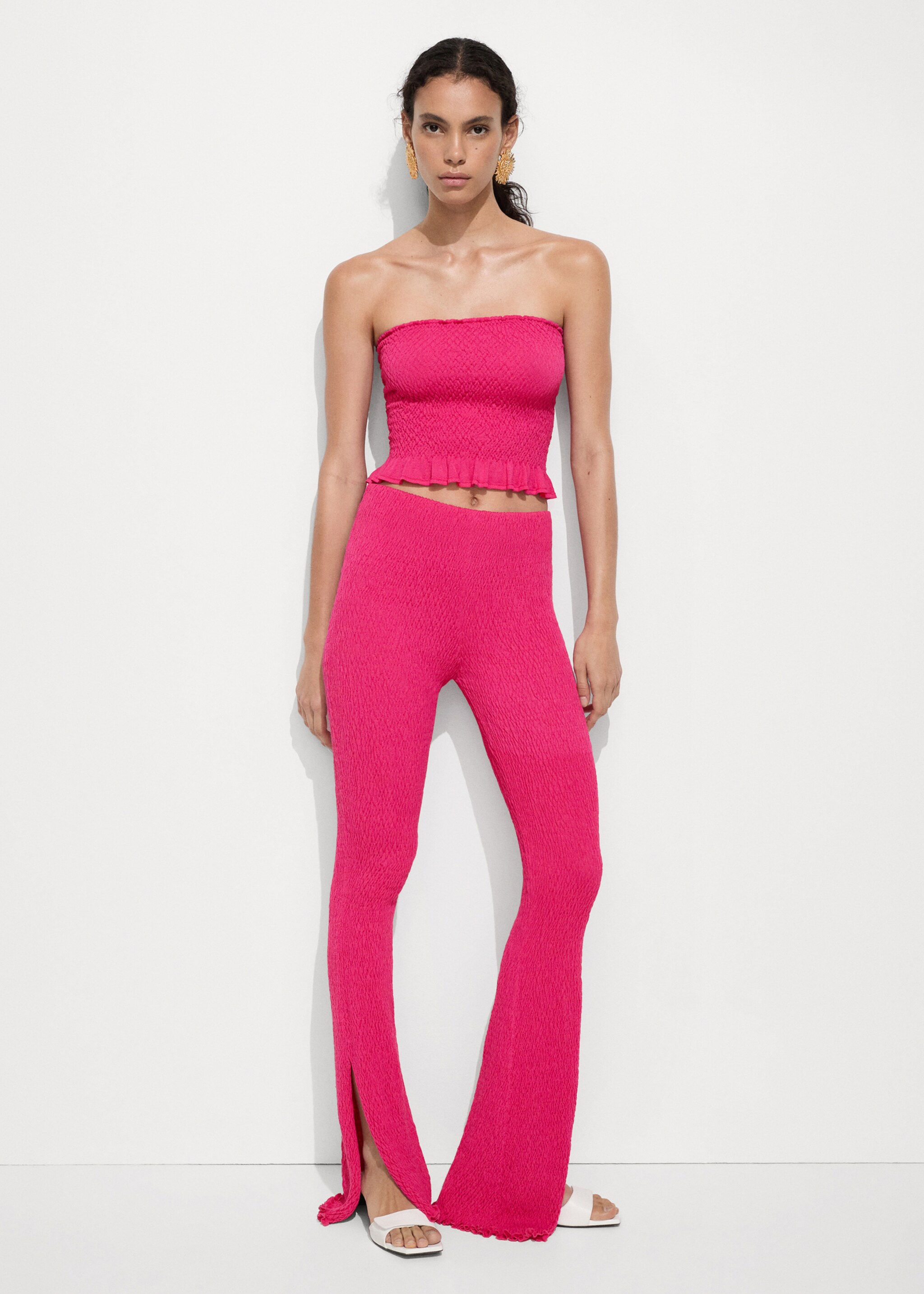Braided knitted trousers - General plane, Fuchsia. Ref: 77030380-00.