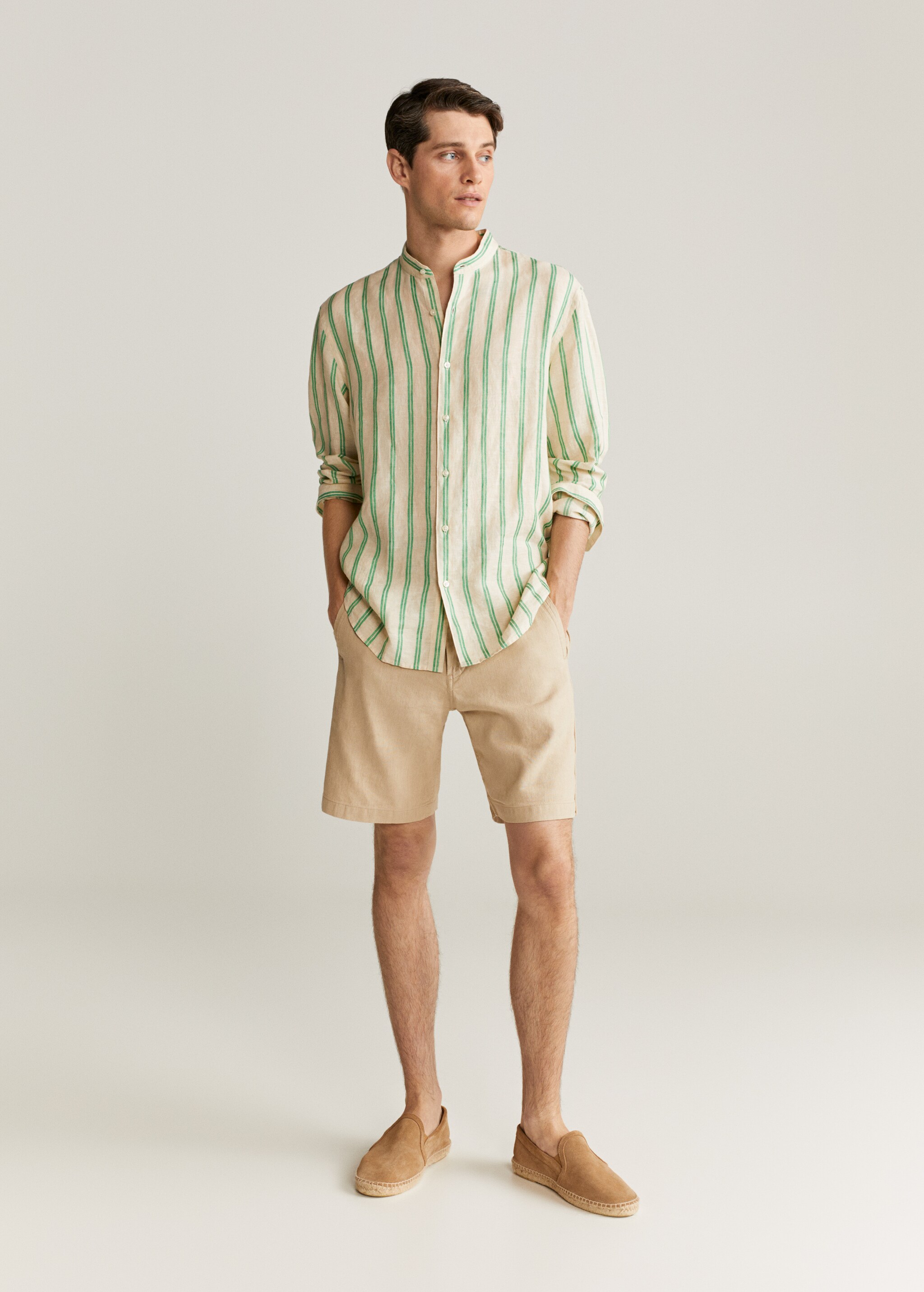 Camisa regular fit 100% lino rayas - Plano general