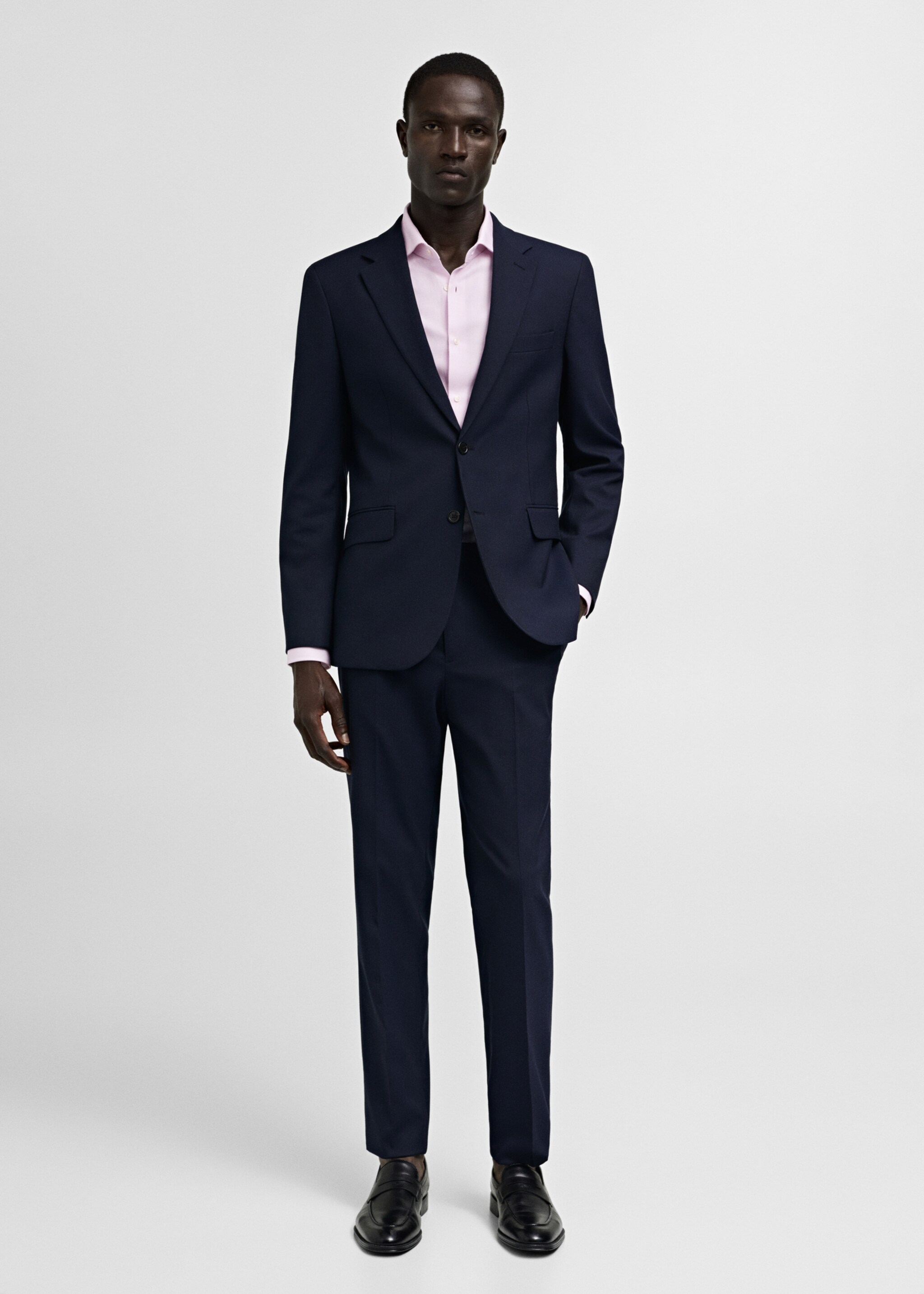 Chemise costume slim-fit micro-rayures twill - Plan général, Rose clair. Ref: 77030575-00.