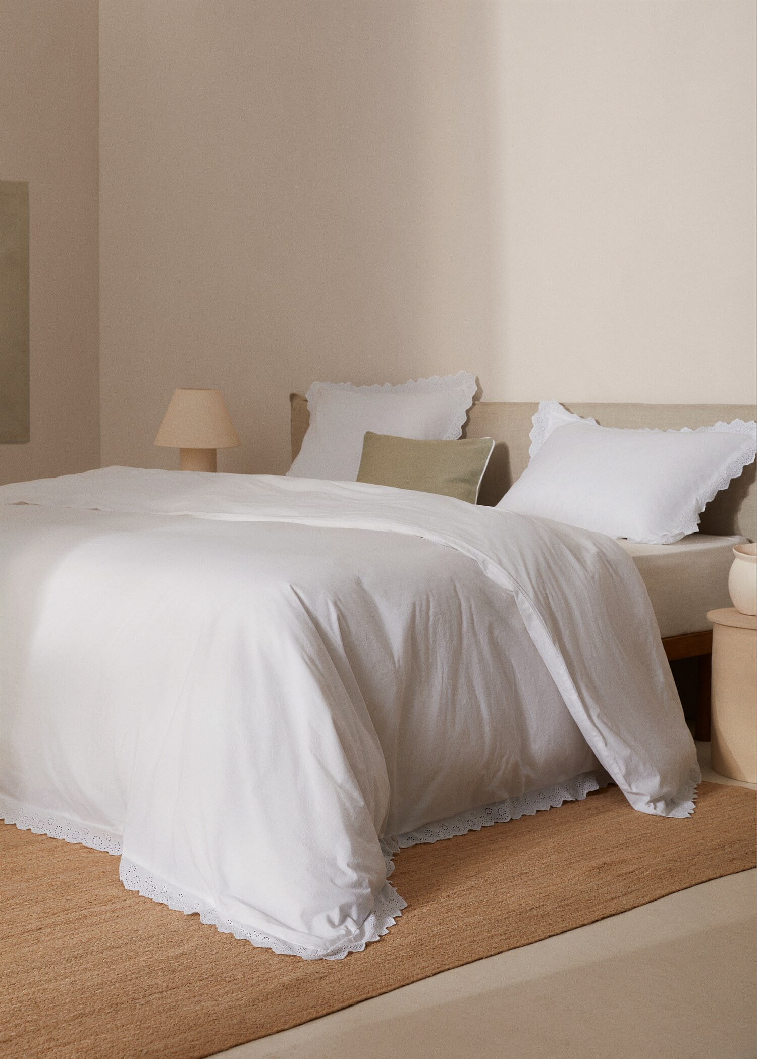 Geborduurd katoenen dekbedovertrek met ruche Bed 150/160 cm - Overzichtstekening