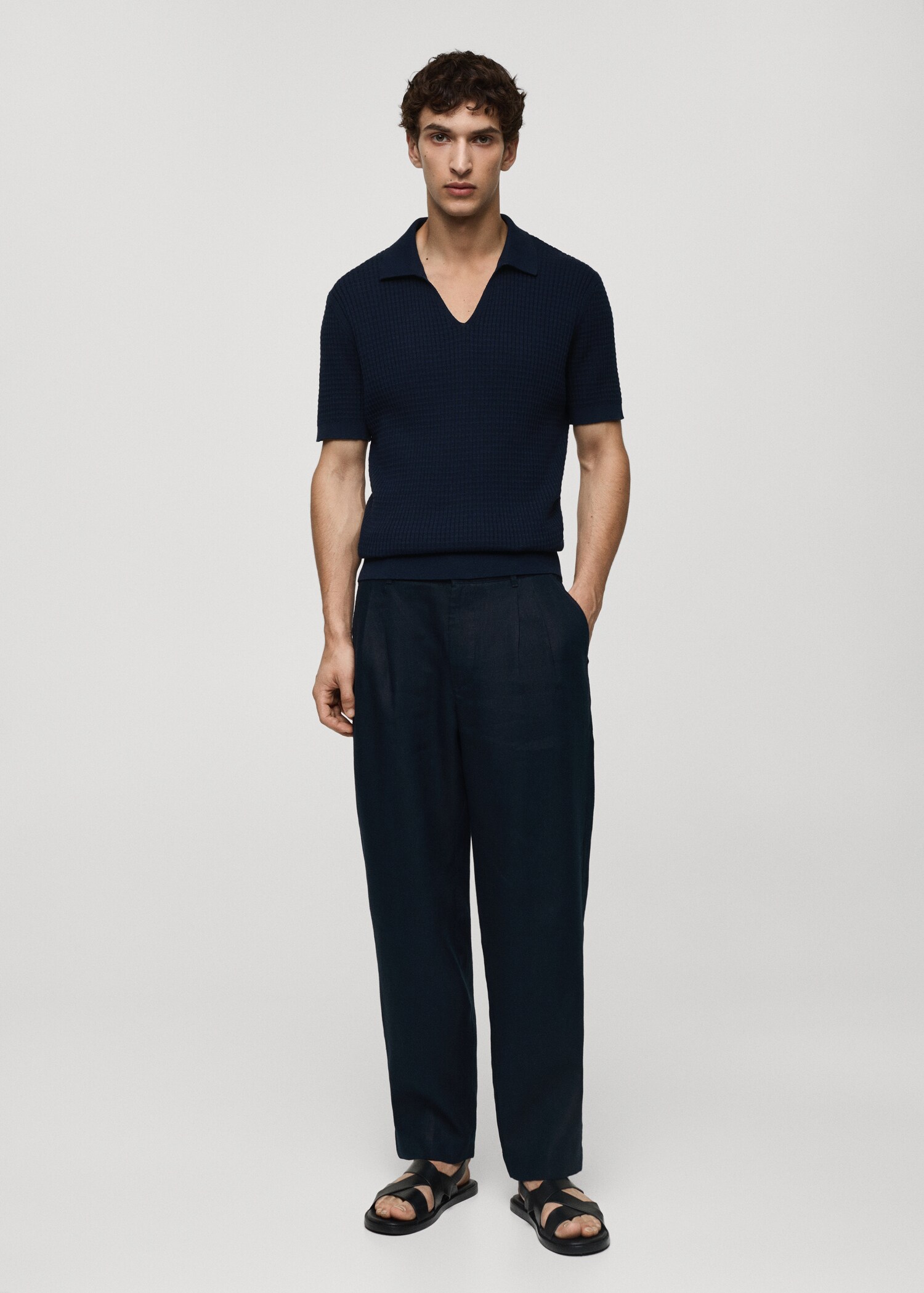 Ribbed knit polo shirt - General plane