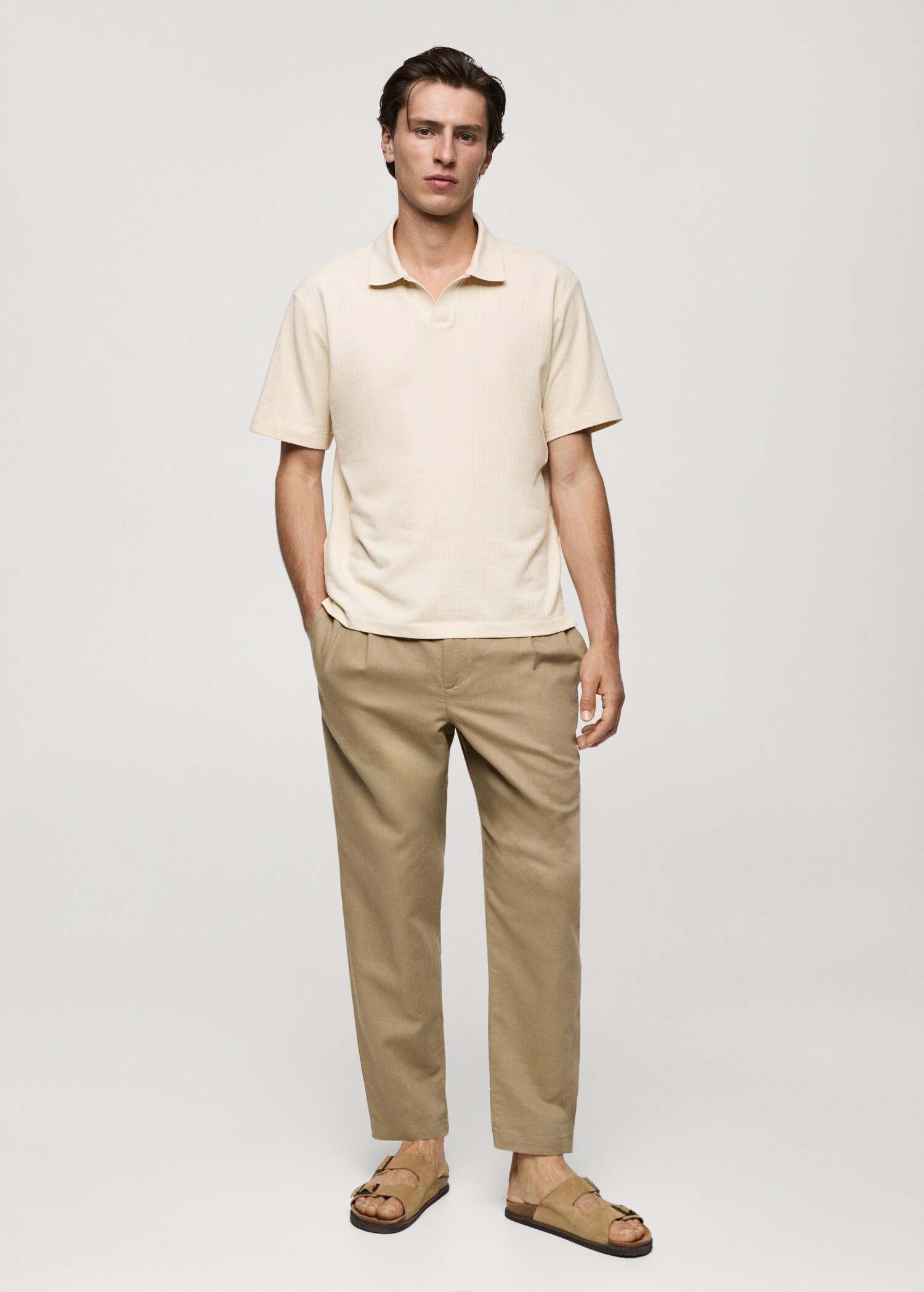 Polo regular-fit coton maille côtelée - Plan général