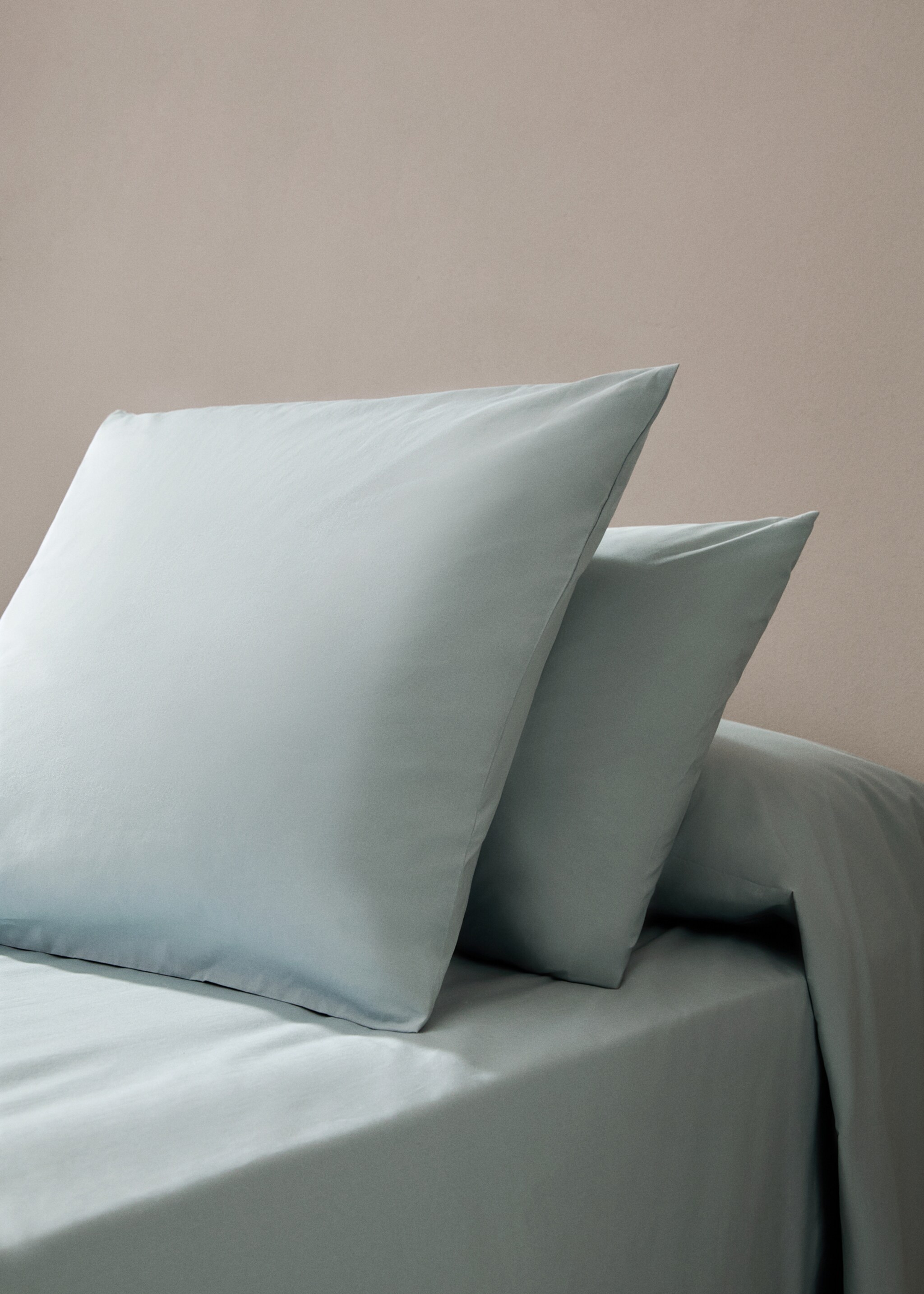 300-thread percale cotton pillowcase  50x75cm - General plane, Aqua Green. Ref: 77031027-00.