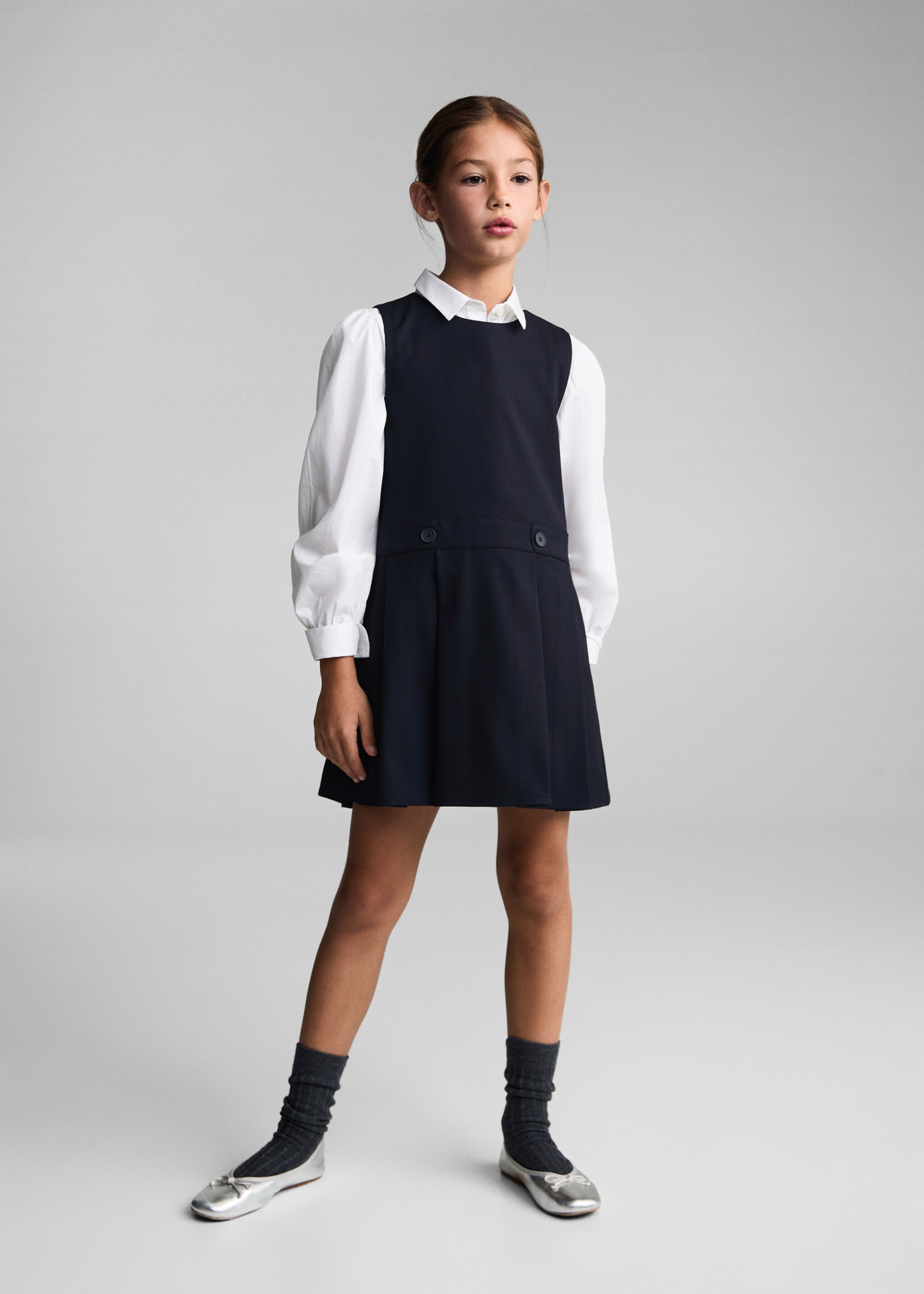 Pleated short dress - General plane, Dark Navy. Ref: 77032008-00.