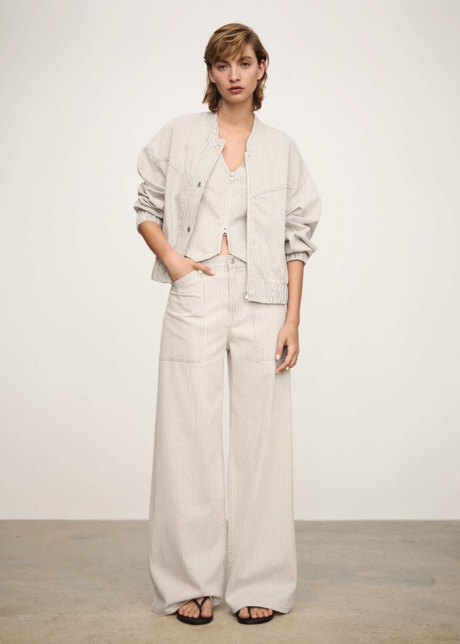 Striped wide leg jeans - General plane