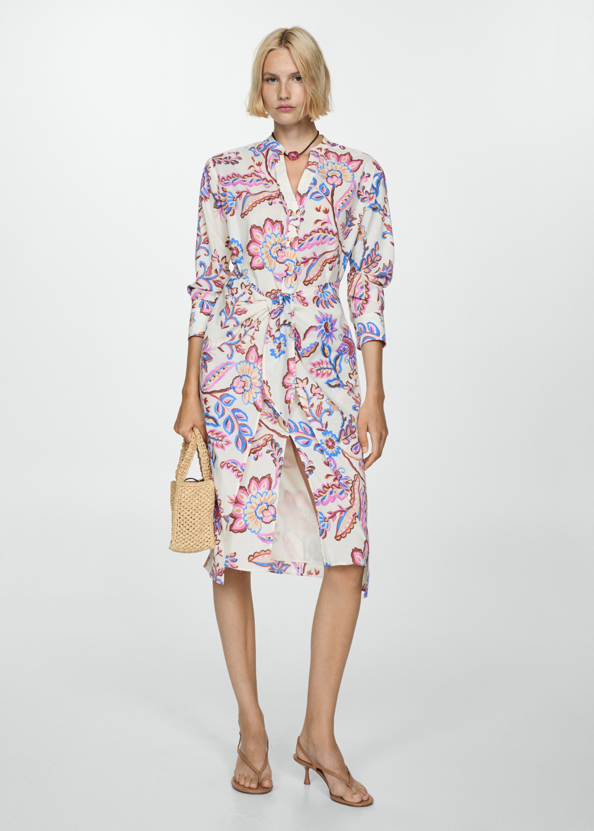 Floral print dress with bow - General plane