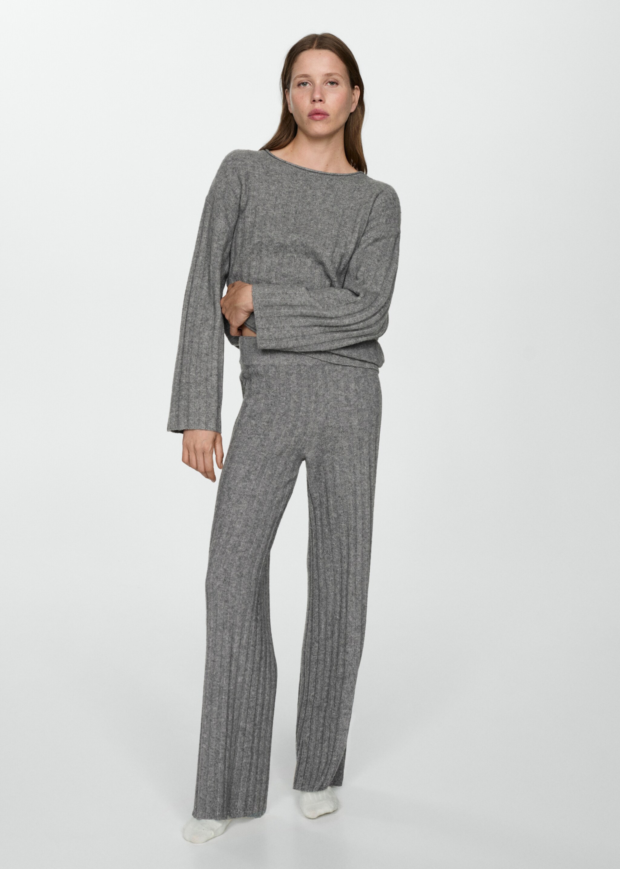 Pantalon droit maille côtelée - Plan général