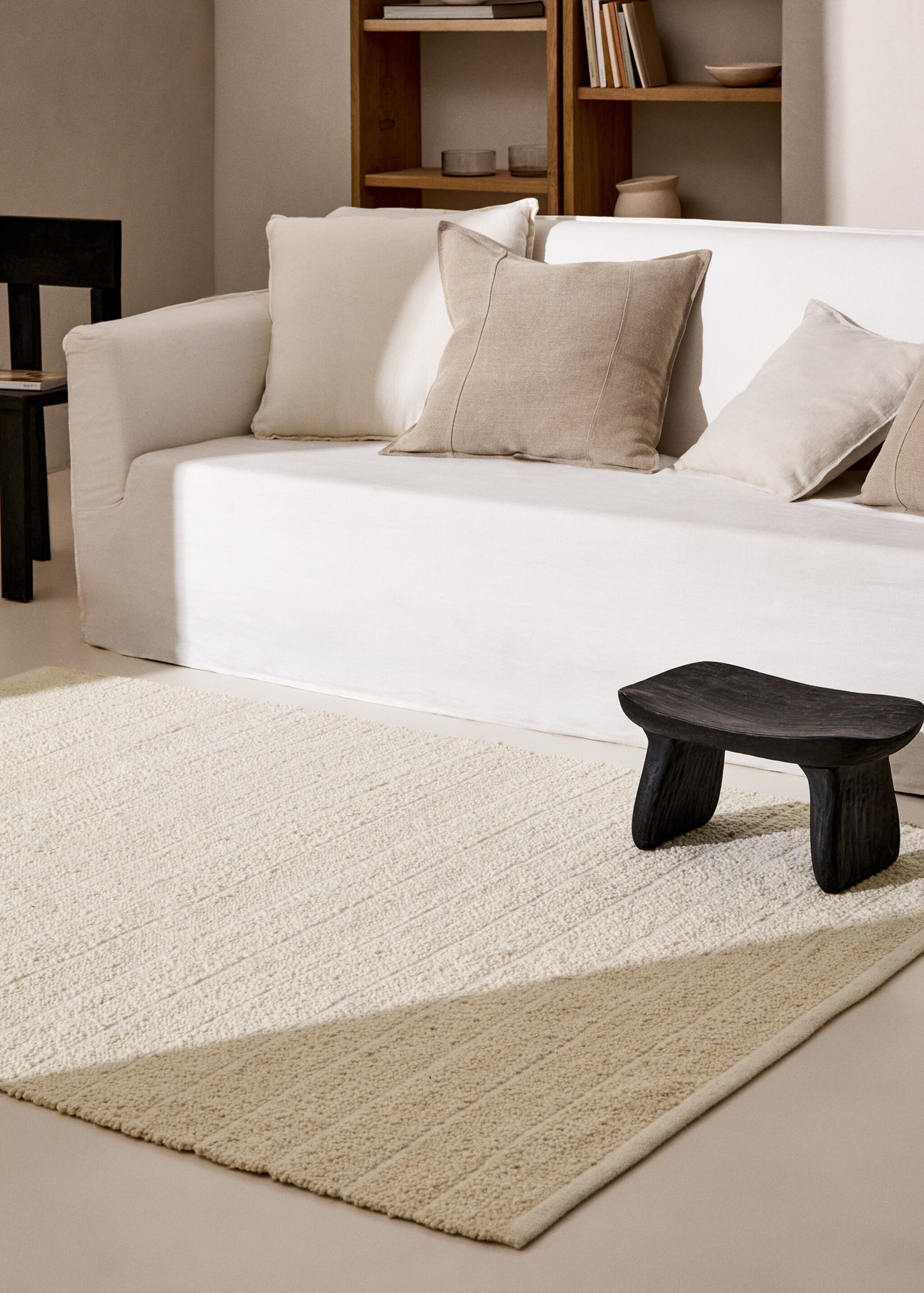 Wool and cotton rug 150x200cm - General plane, Sand. Ref: 77033272-00.