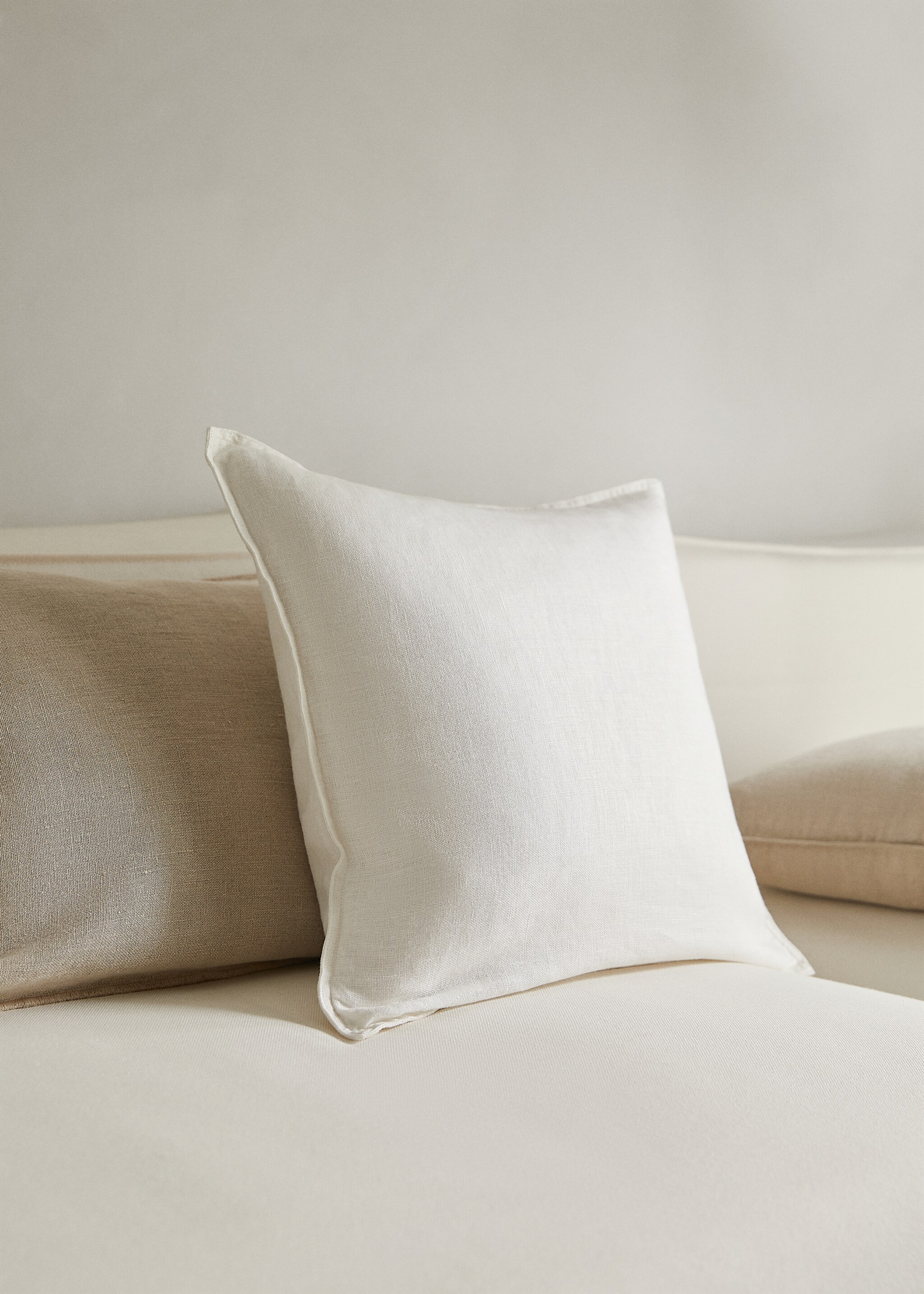 100% linen cushion case 45x45cm - General plane, White. Ref: 77033278-00.